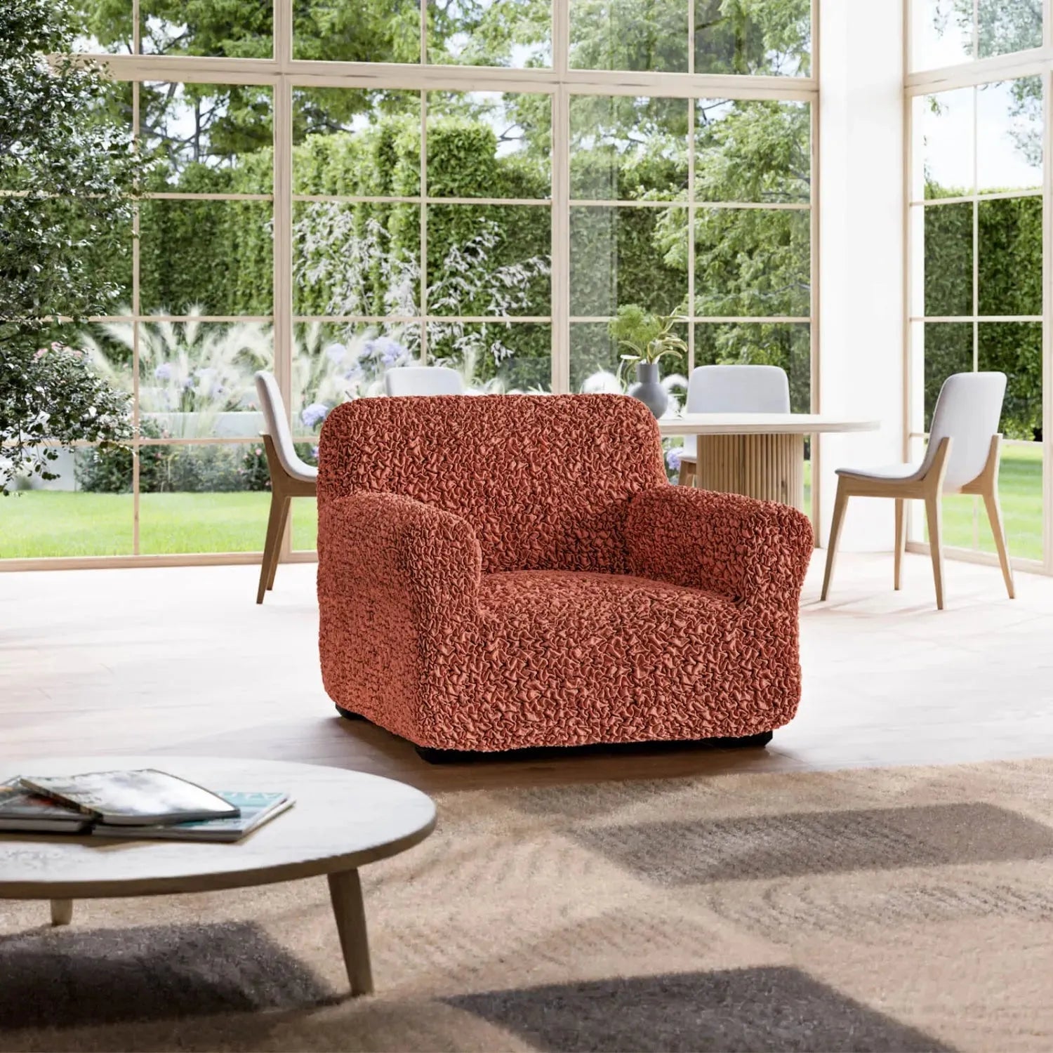 Terracotta Armchair Slipcover, Fuco Cotton Collection