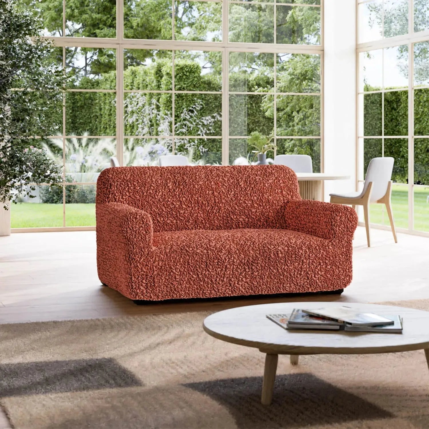 Terracotta Loveseat 2 Seater Slipcover, Fuco Cotton Collection