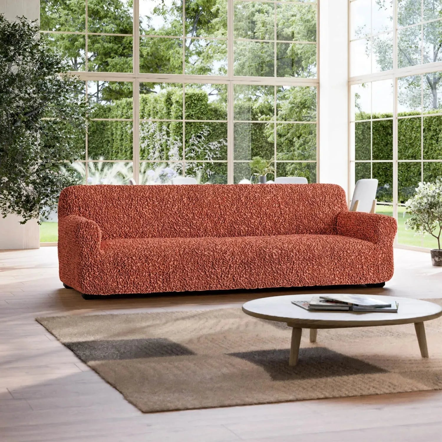 Terracotta Sofa 4 Seater Slipcover, Fuco Cotton Collection