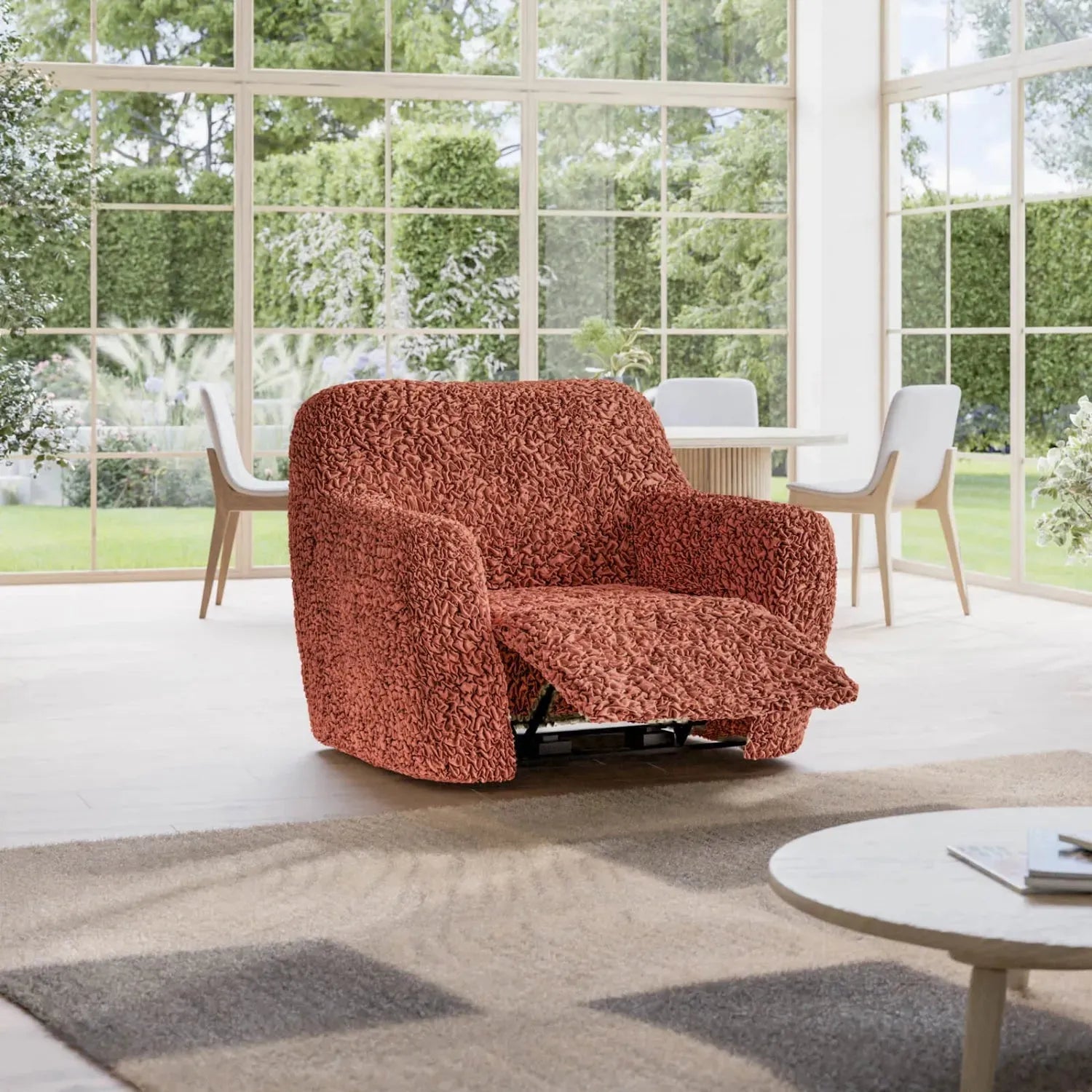 Terracotta Reclining Armchair Slipcover, Fuco Cotton Collection