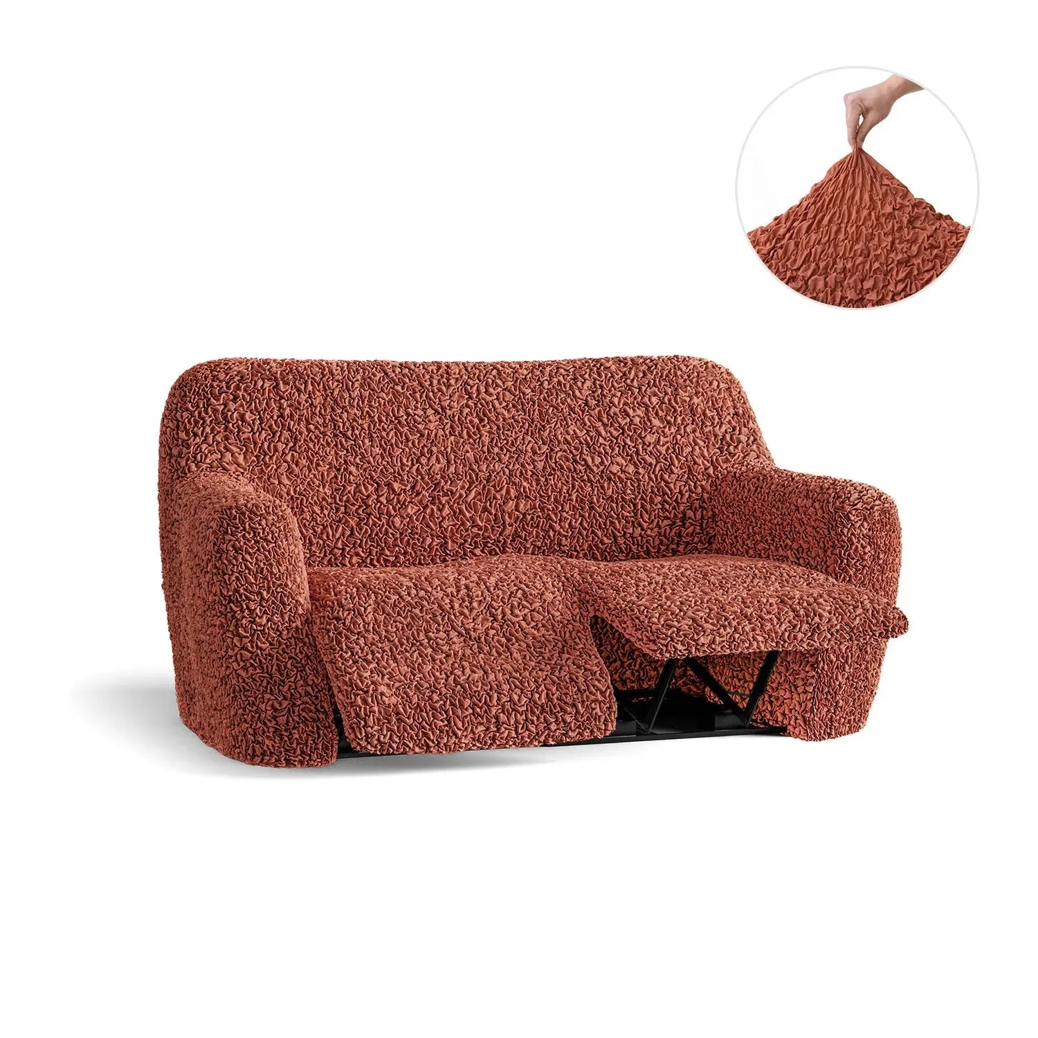 Terracotta 2 Seater Recliner Slipcover, Fuco Cotton Collection