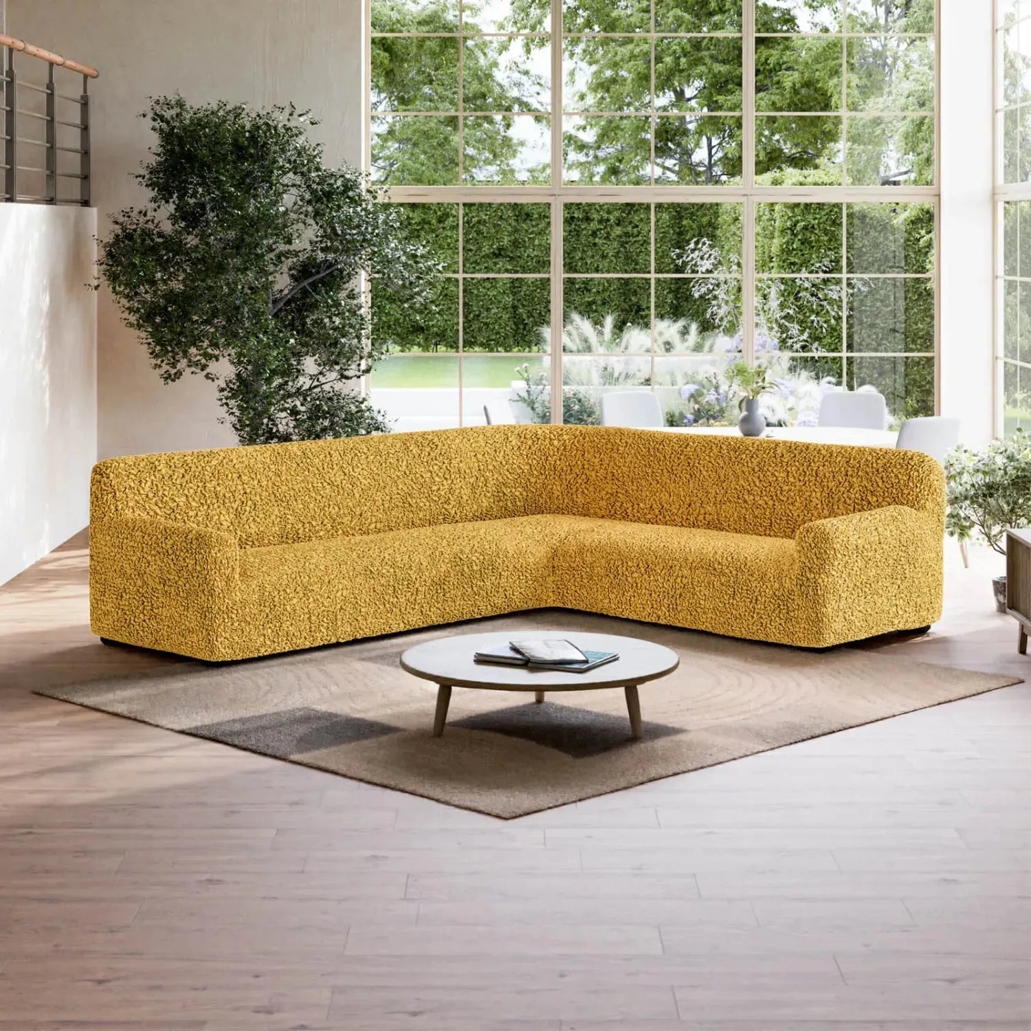 Mustard Yellow Corner Sofa Slipcover, Fuco Cotton Collection