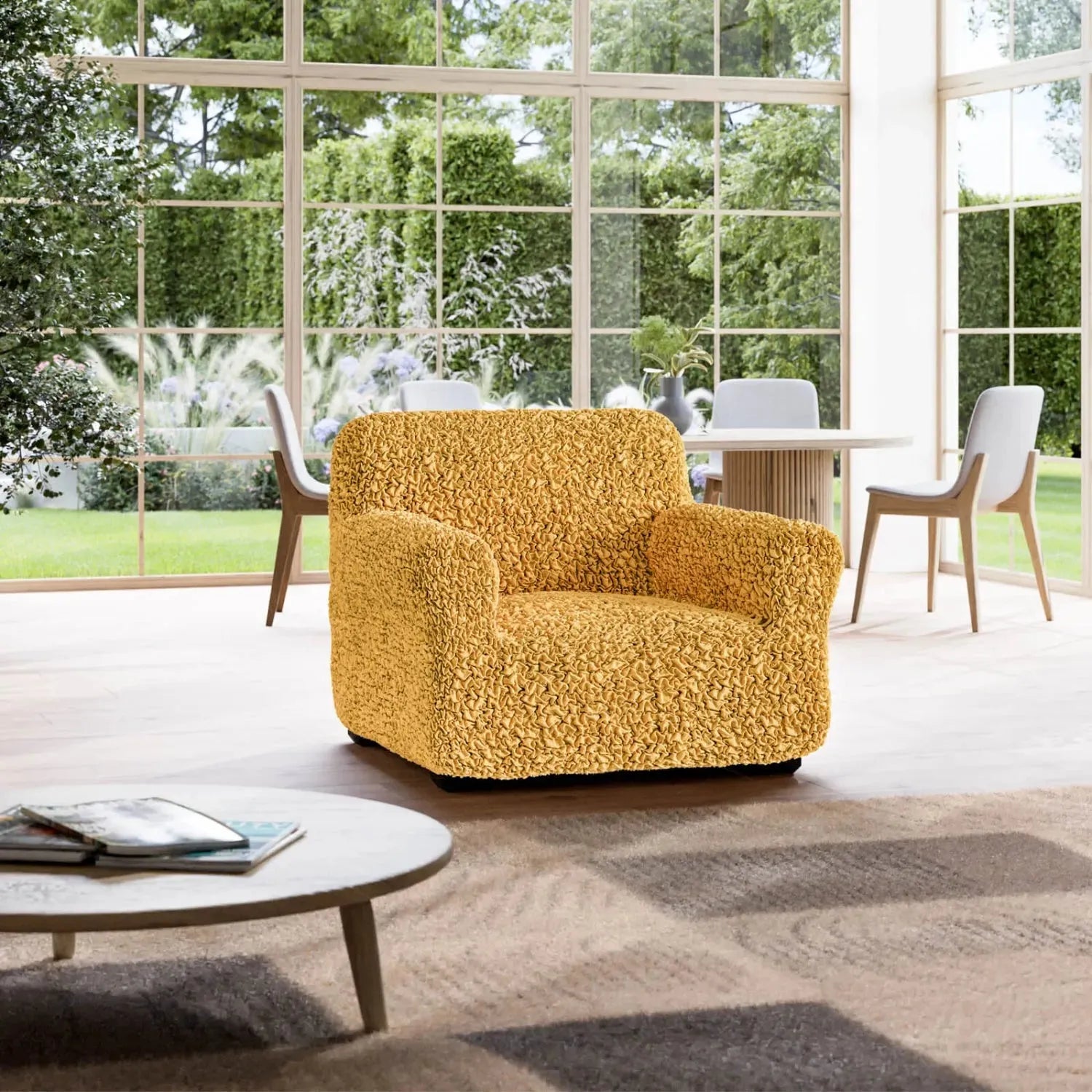 Mustard Yellow Armchair Slipcover, Fuco Cotton Collection