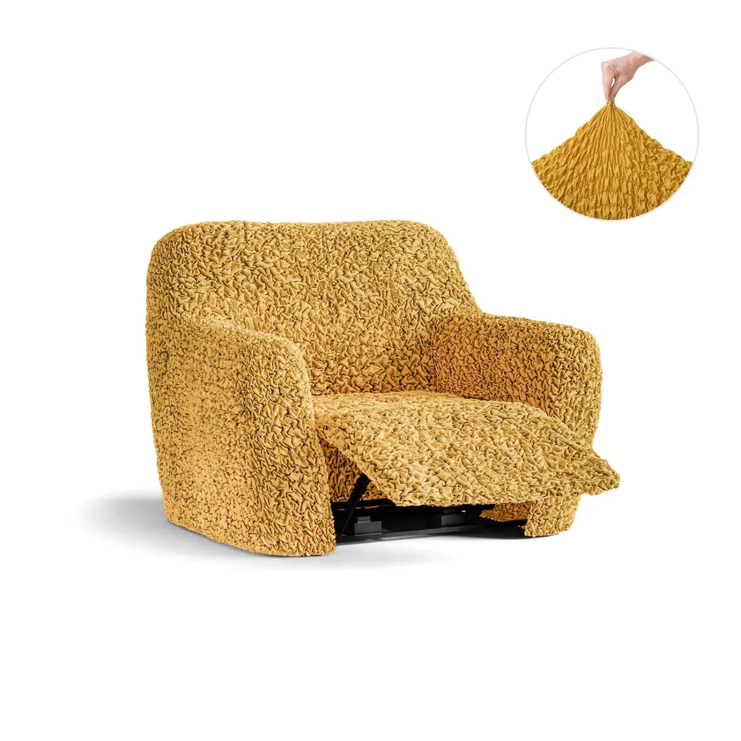 Mustard Yellow Reclining Armchair Slipcover, Fuco Cotton Collection