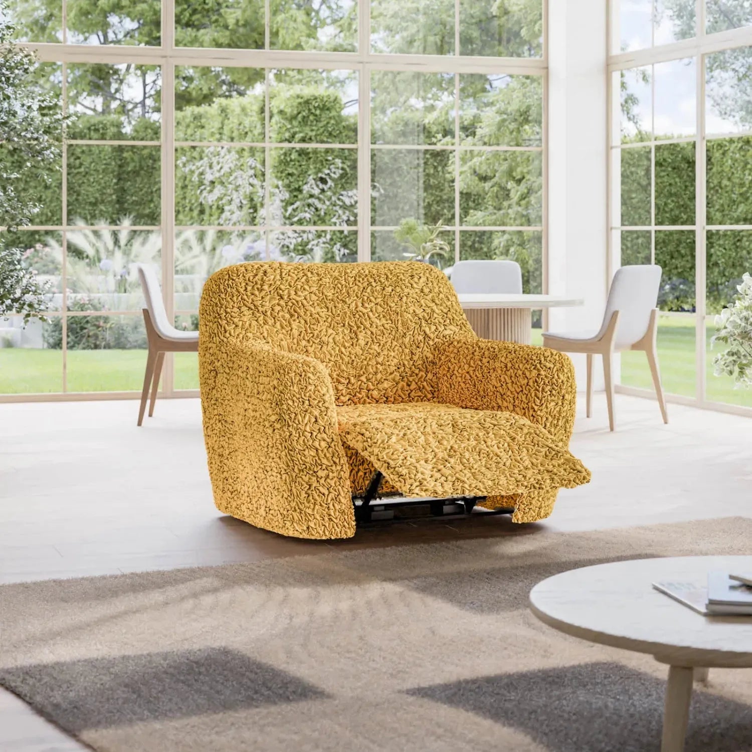 Mustard Yellow Reclining Armchair Slipcover, Fuco Cotton Collection