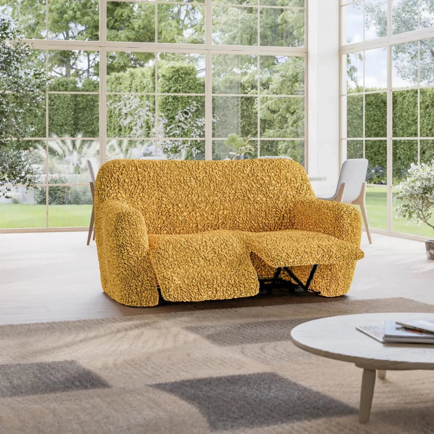 Mustard Yellow Recliner Cover 2 Seater Recliner Slipcover, Fuco Cotton Collection