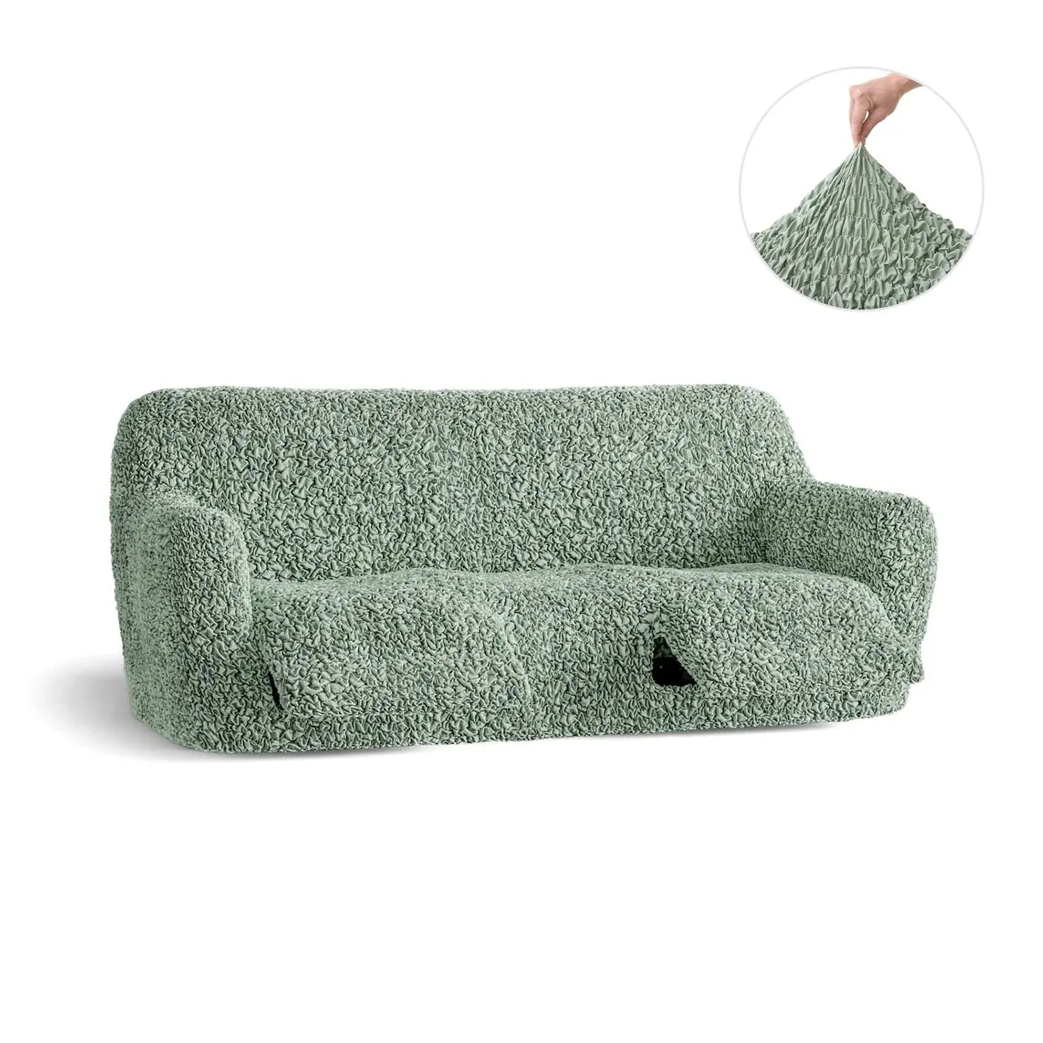 Sage Green 3 Seater Recliner Slipcover, Fuco Cotton Collection