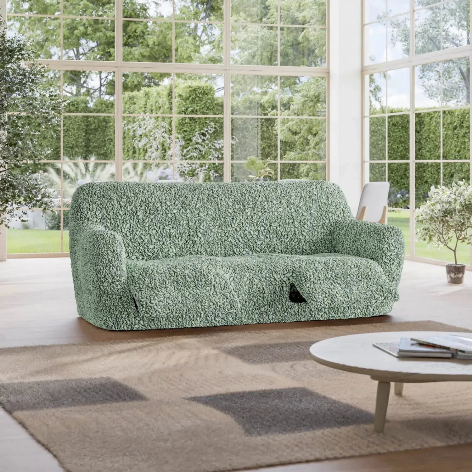 Sage Green 3 Seater Recliner Slipcover, Fuco Cotton Collection