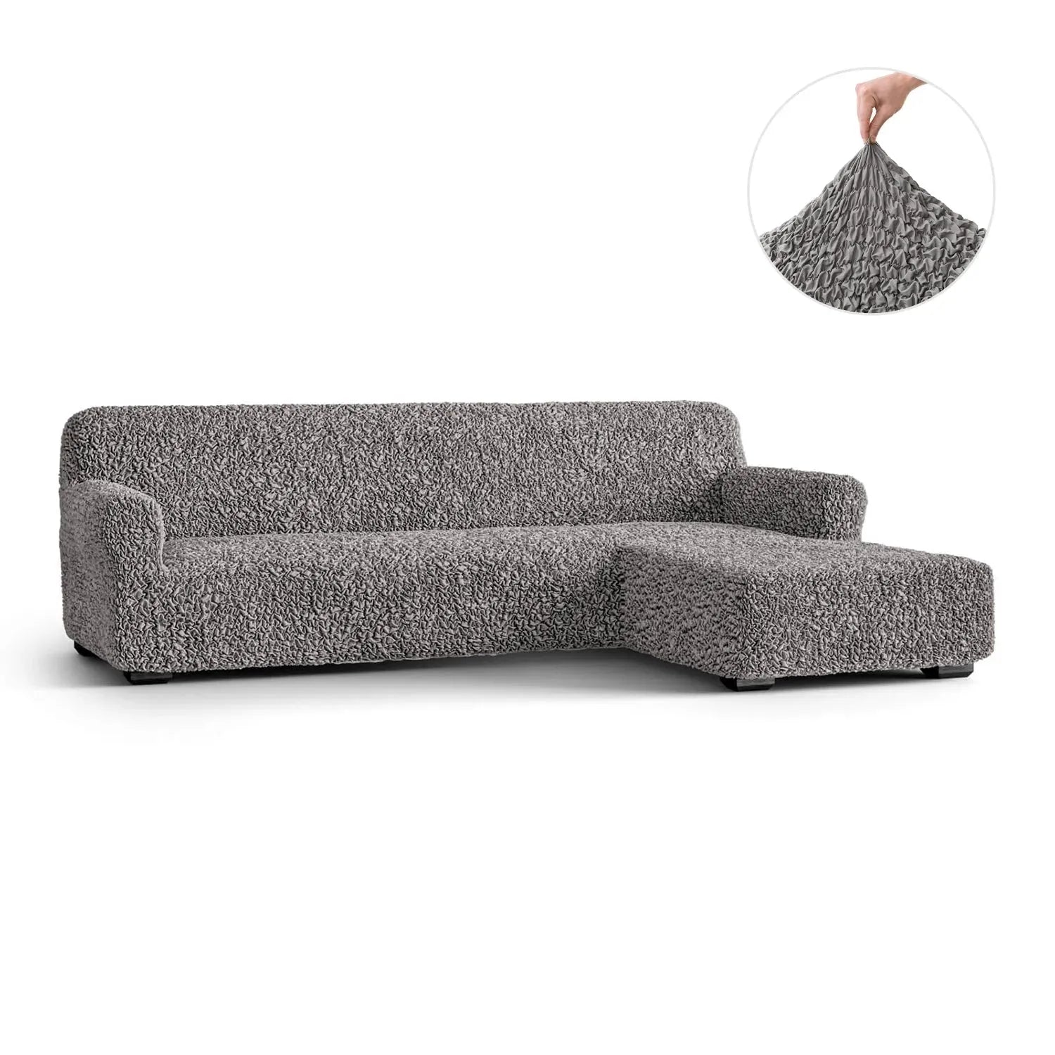 Grey L-Shaped Sofa Slipcover (Right Chaise), Fuco Cotton Collection