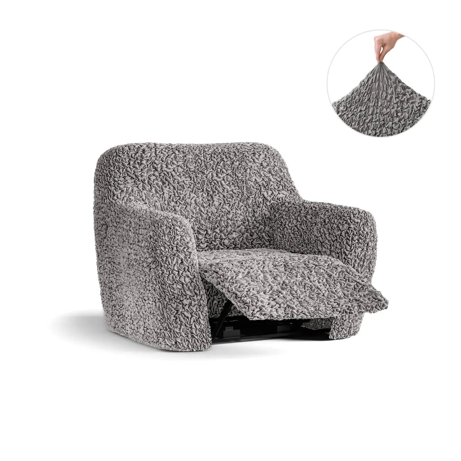 Grey Reclining Armchair Slipcover, Fuco Cotton Collection