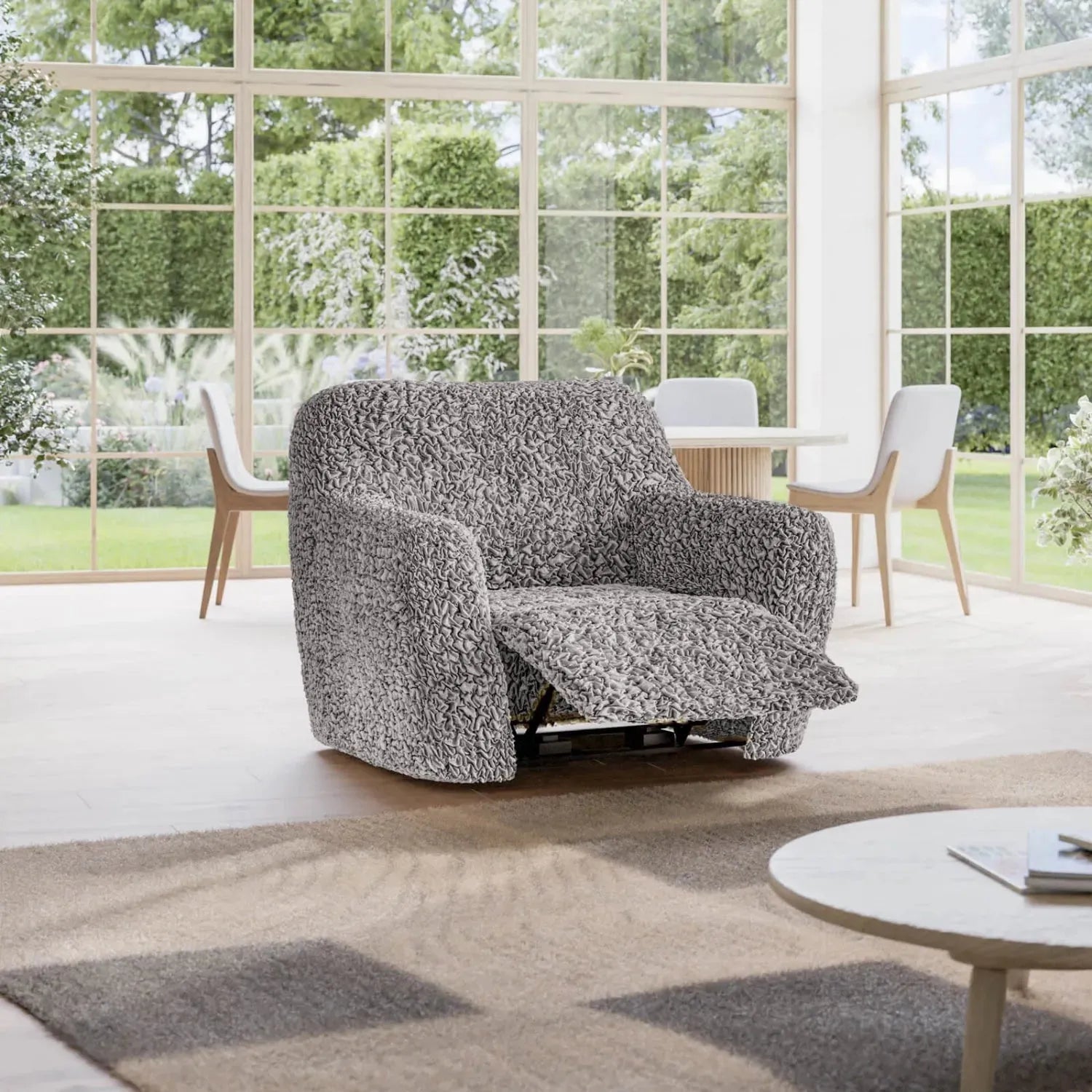 Grey Reclining Armchair Slipcover, Fuco Cotton Collection