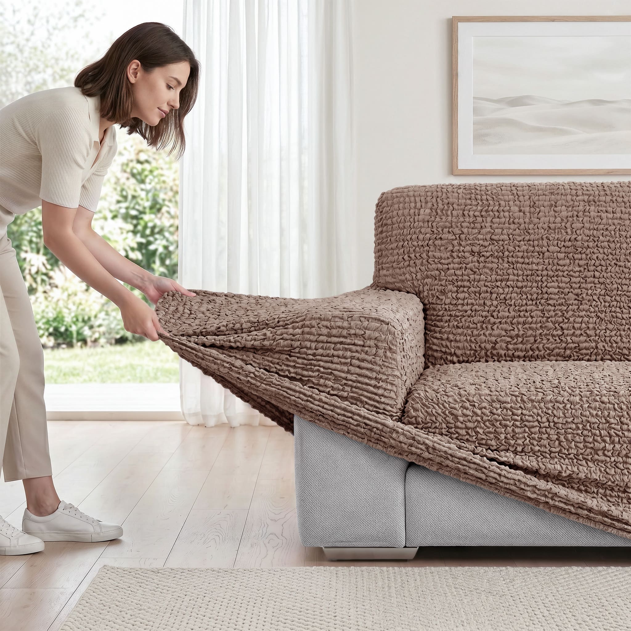Chaise Lounge Slipcover, CottonRich Collection – Camel, product view | Camel
