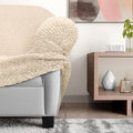 Cream L-Shaped Sofa Slipcover (Left Chaise), Microfibra Collection