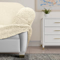 Cream L-Shaped Sofa Slipcover (Right Chaise), Mille Righe Collection