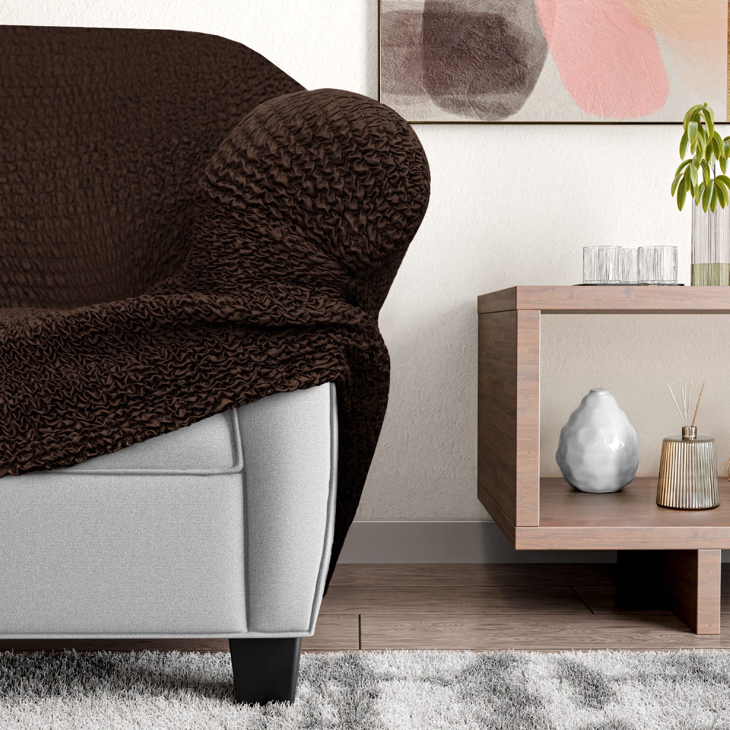 Dark Brown Armchair Slipcover, Microfibra Collection