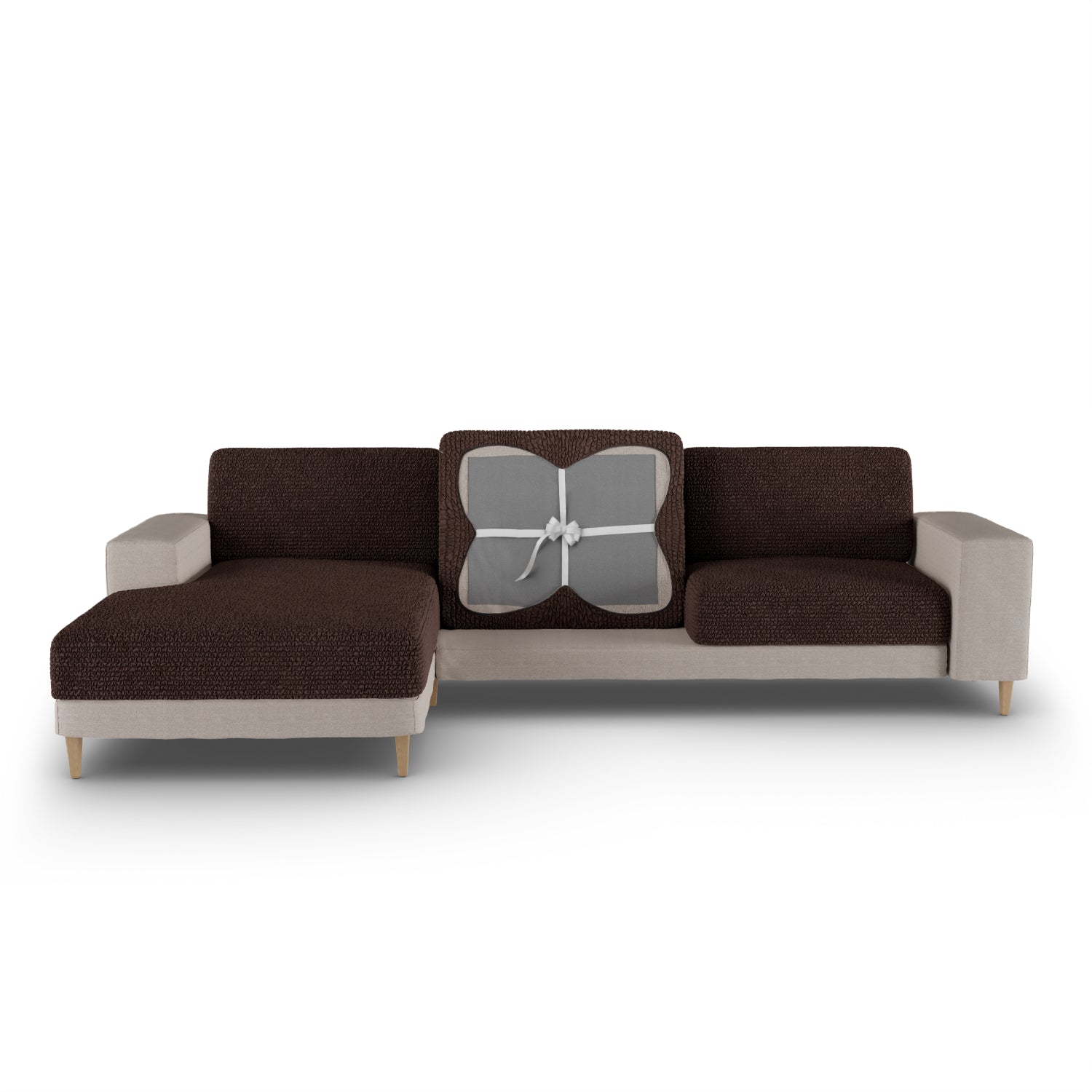 Dark Brown Chaise Seat Cushion Cover, Microfibra Collection