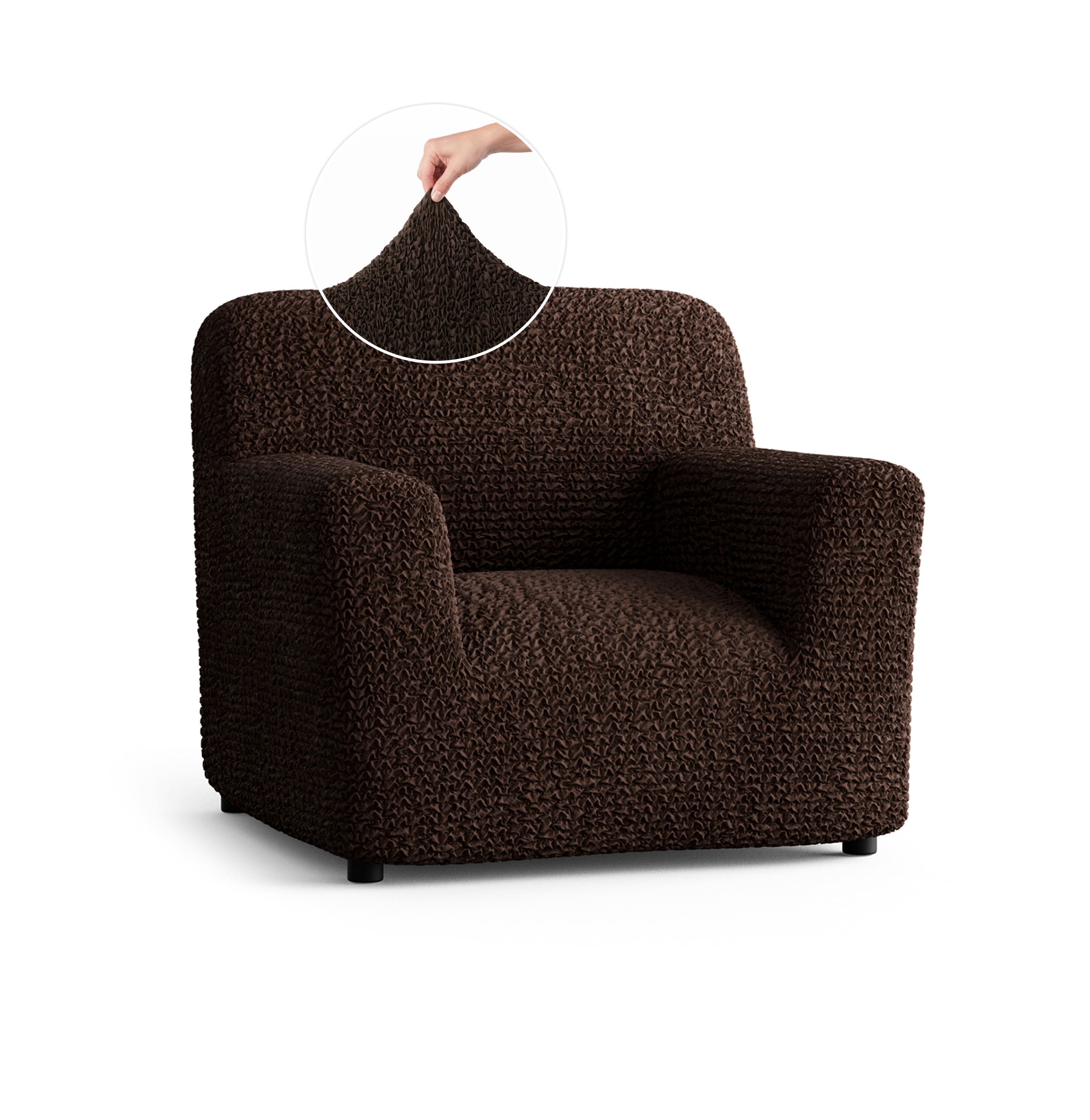 Armchair Slipcover, Comfort Collection – Dark Brown, front view | Dark Brown