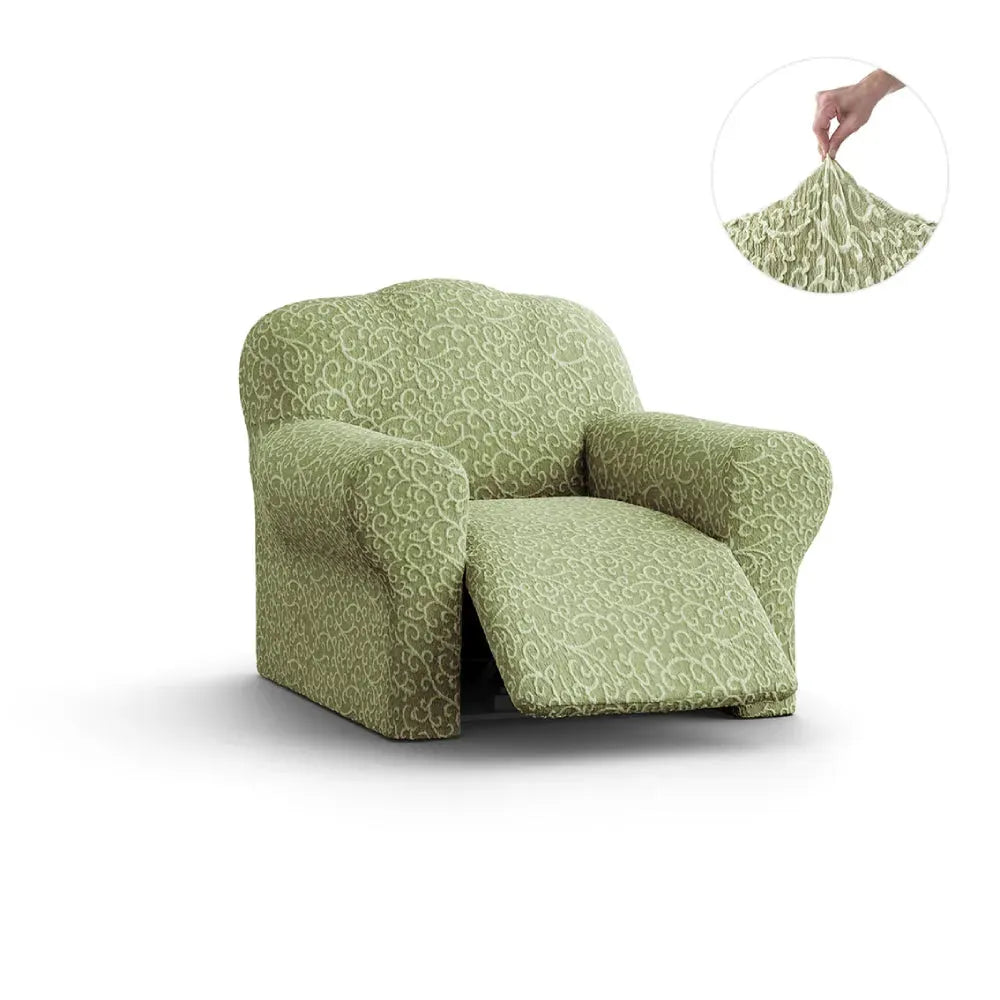 Green Arabesco Reclining Armchair Slipcover, Jacquard 3D Collection