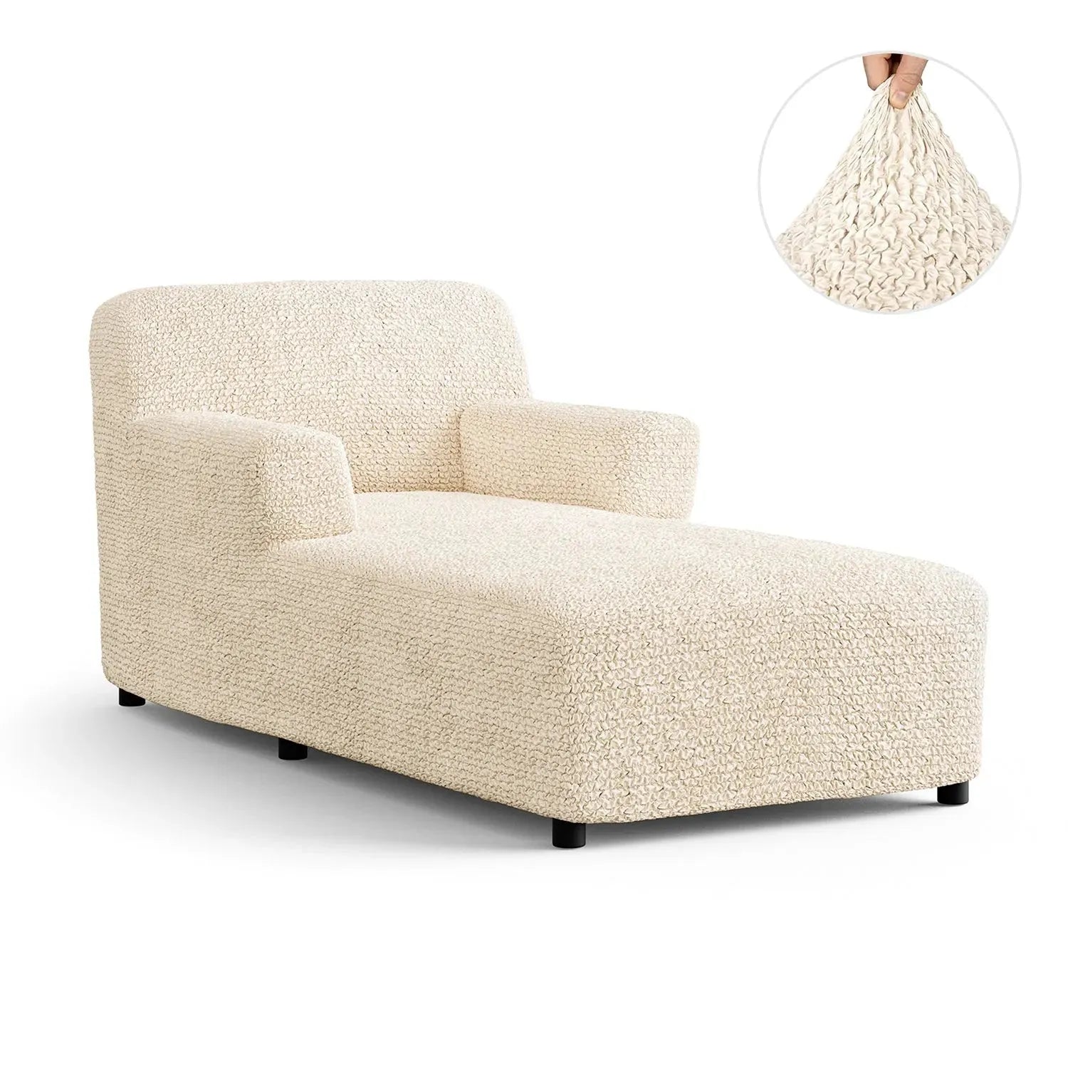 Cream Chaise Lounge Slipcover, Microfibra Collection