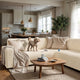 Corner Sofa Slipcover, Comfort Collection – Cream, interior view with dog | Cream
