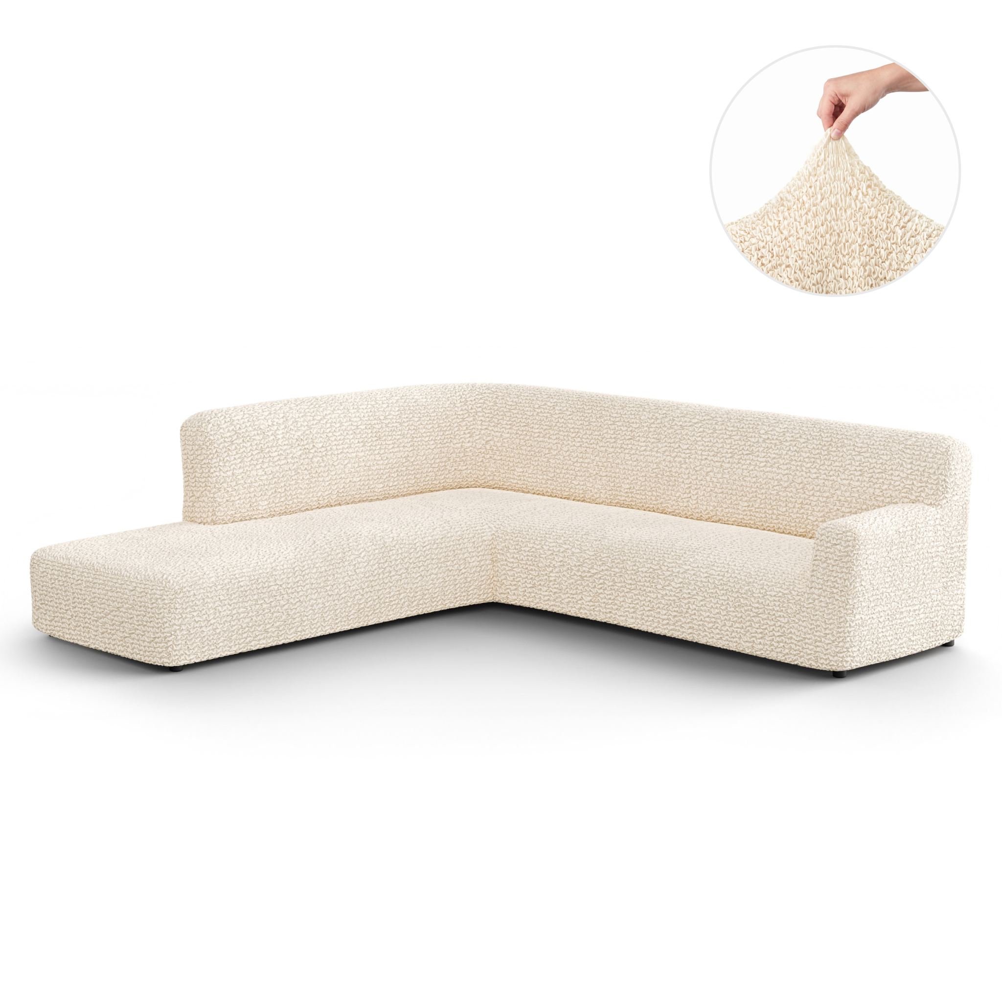Fullback Support Sectional Sofa Slipcover (Left Chaise), Comfort Collection – Cream, front view | Cream