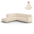 Cream Fullback Support Sectional Sofa Slipcover (Left Chaise), Microfibra Collection