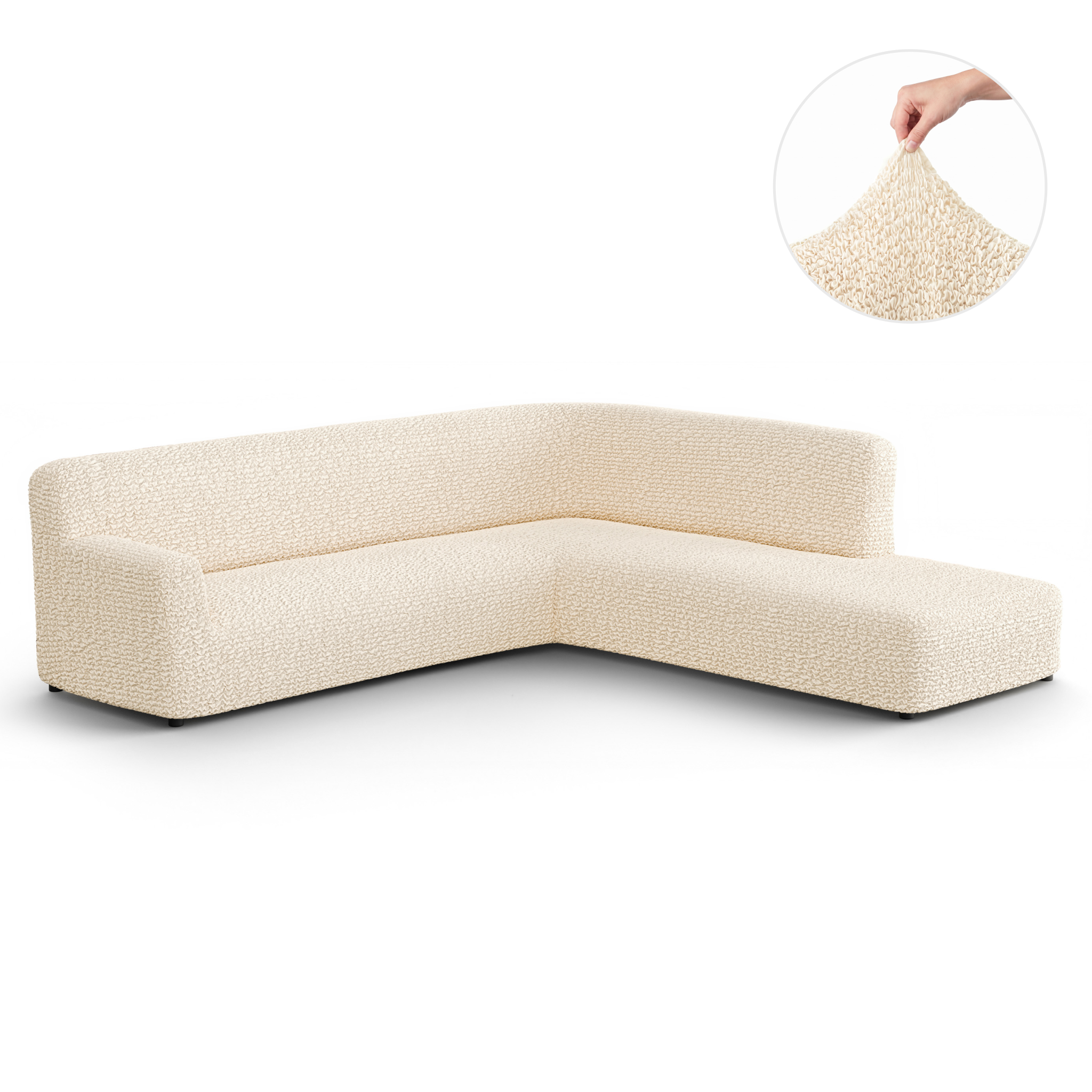 Fullback Support Sectional Sofa Slipcover (Right Chaise), Comfort Collection – Cream, front view | Cream