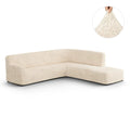 Cream Fullback Support Sectional Sofa Slipcover (Right Chaise), Microfibra Collection