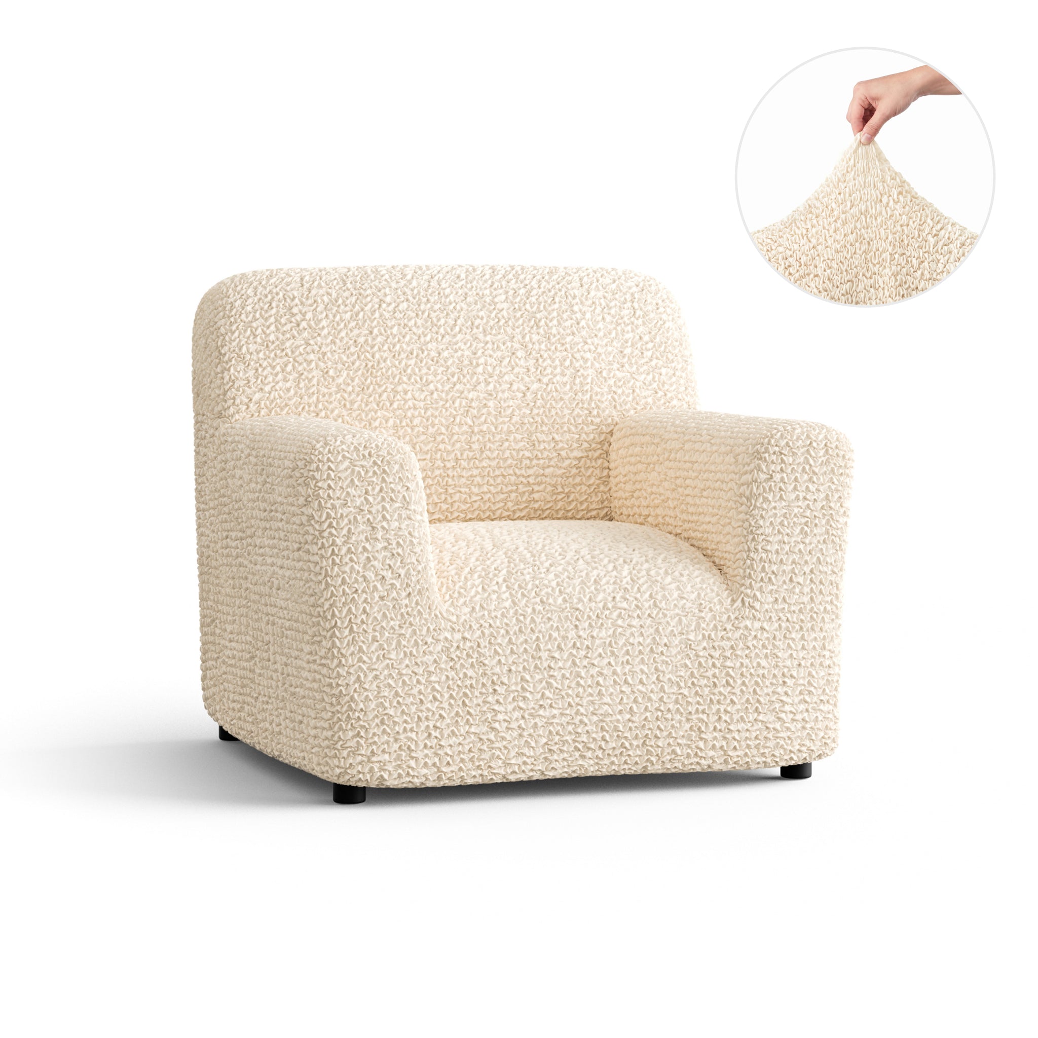 Armchair Slipcover, Comfort Collection – Cream, front view | Cream