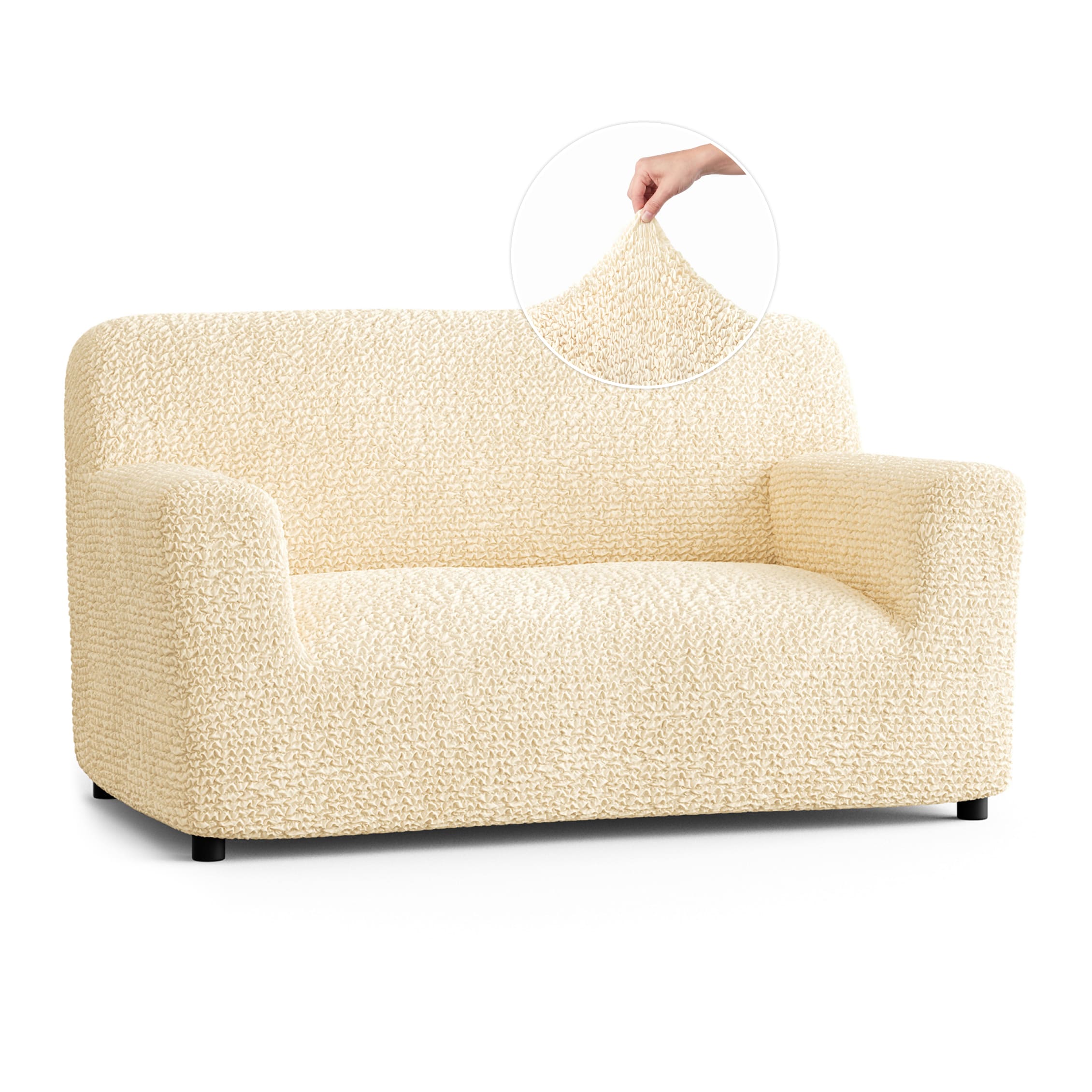 Loveseat 2 Seater Slipcover, Comfort Collection – Cream, front view | Cream