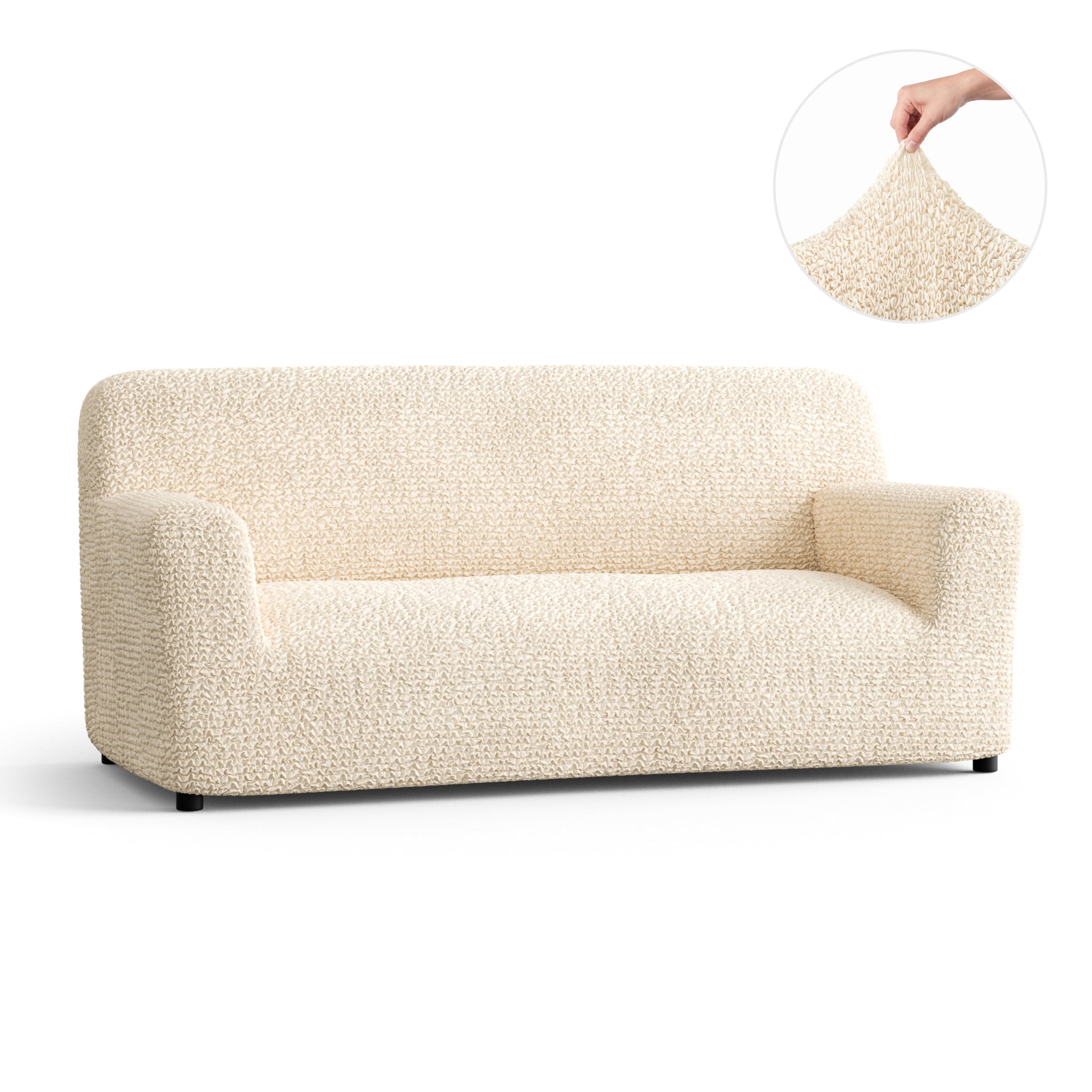 Sofa 3 Seater Slipcover, Comfort Collection – Cream, color swatch | Cream