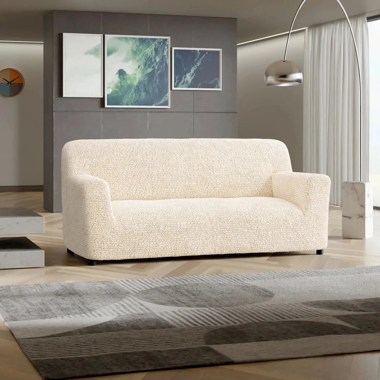 Cream Sofa 3 Seater Slipcover, Microfibra Collection