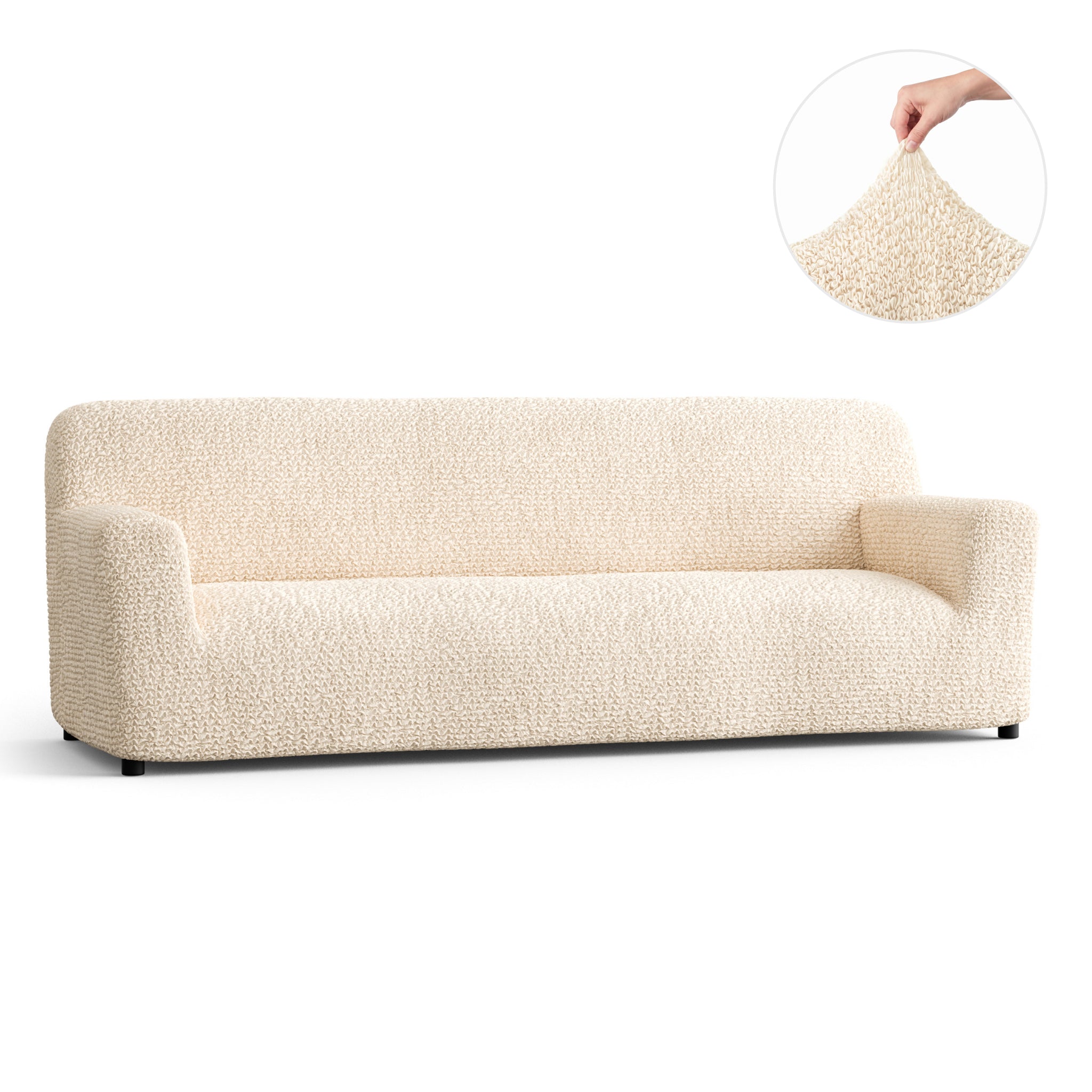 Sofa 4 Seater Slipcover, Comfort Collection – Cream, front view | Cream