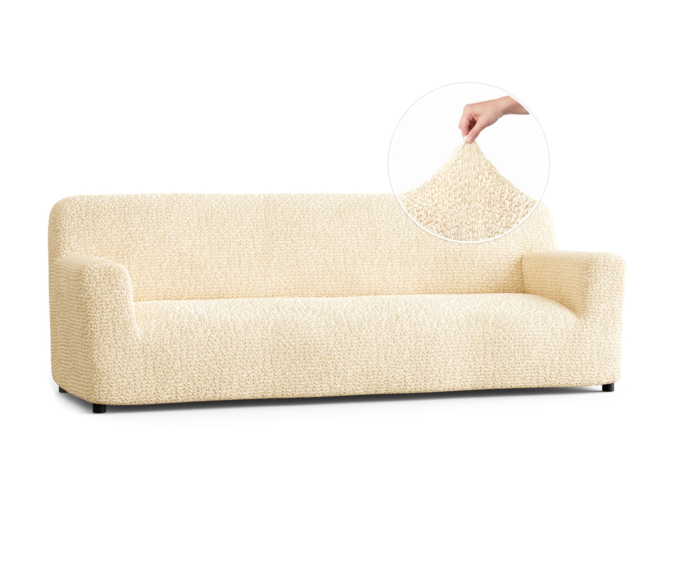 Sofa 4 Seater Slipcover, Comfort Collection – Cream, front view | Cream