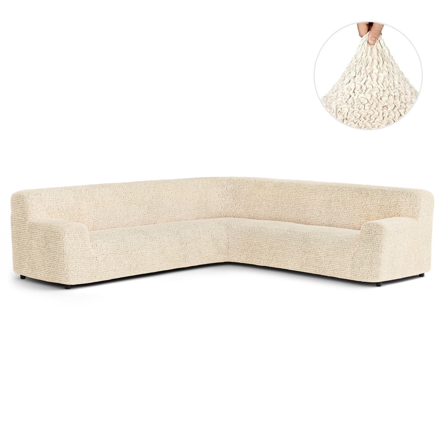 Cream Large Corner Sofa Slipcover, Microfibra Collection