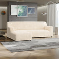 Cream L-Shaped Sofa Slipcover (Left Chaise), Microfibra Collection