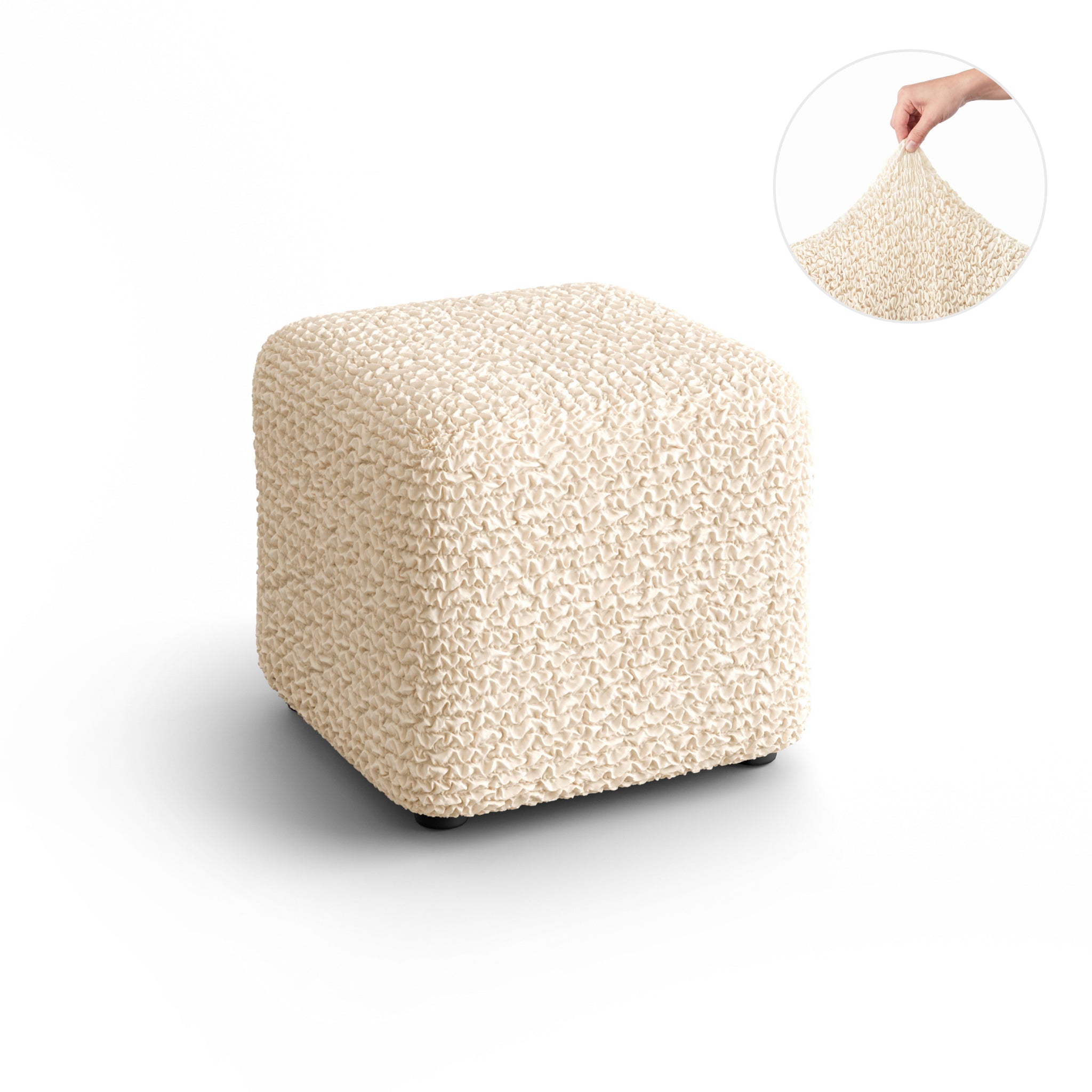 Ottoman Slipcover (Small), Comfort Collection – Cream, front view | Cream