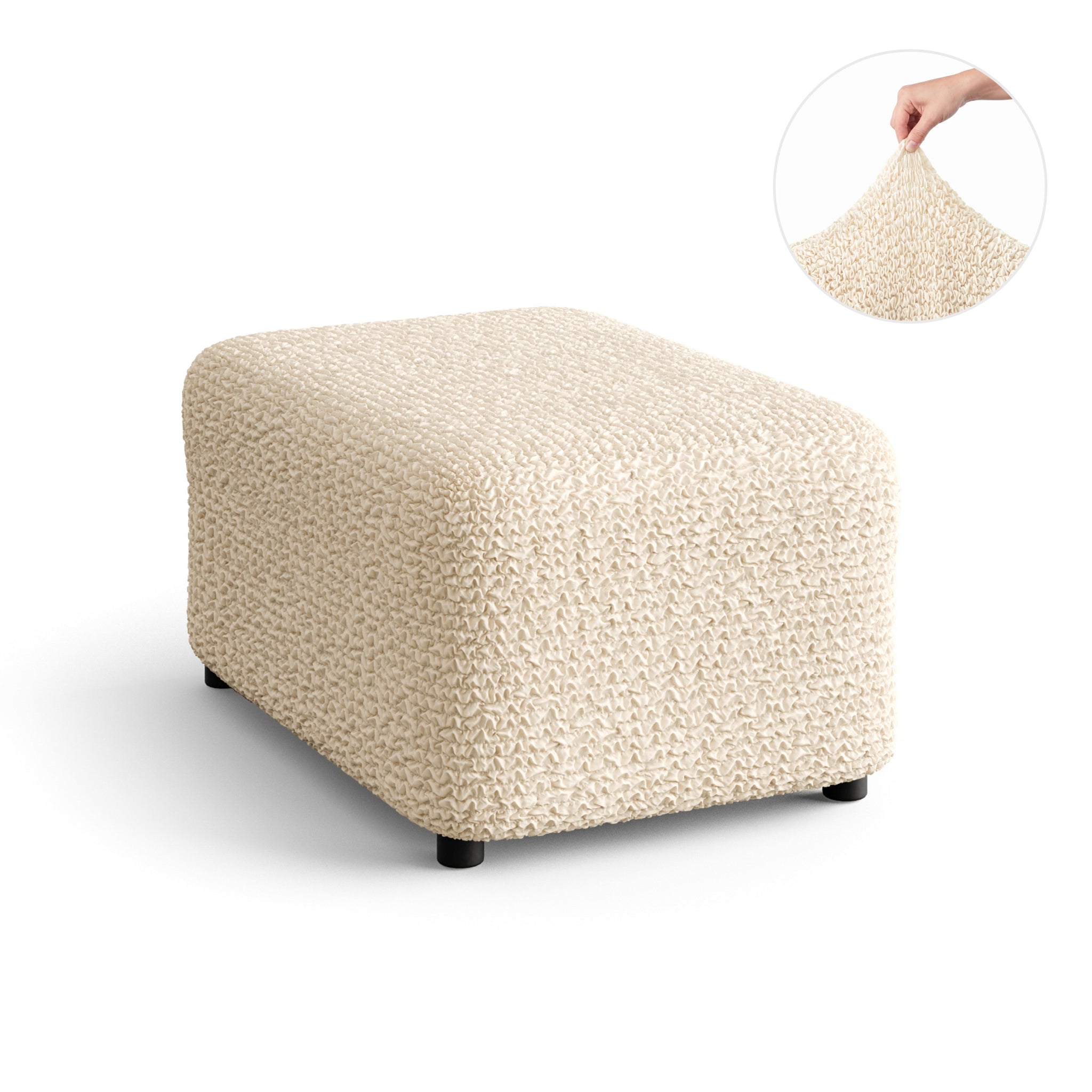 Ottoman Slipcover (Medium), Comfort Collection – Cream, detail view | Cream