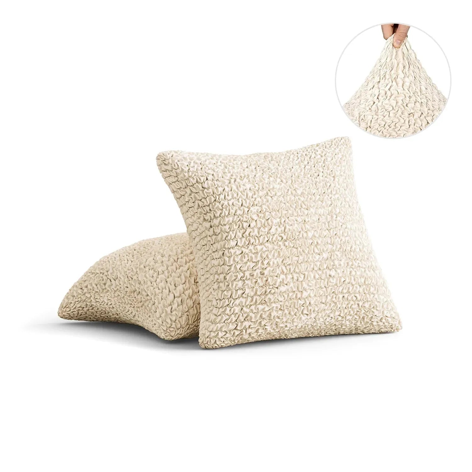 Cream Pillow Slipcovers 2 Pcs Set (18x18 in),  Microfibra Collection