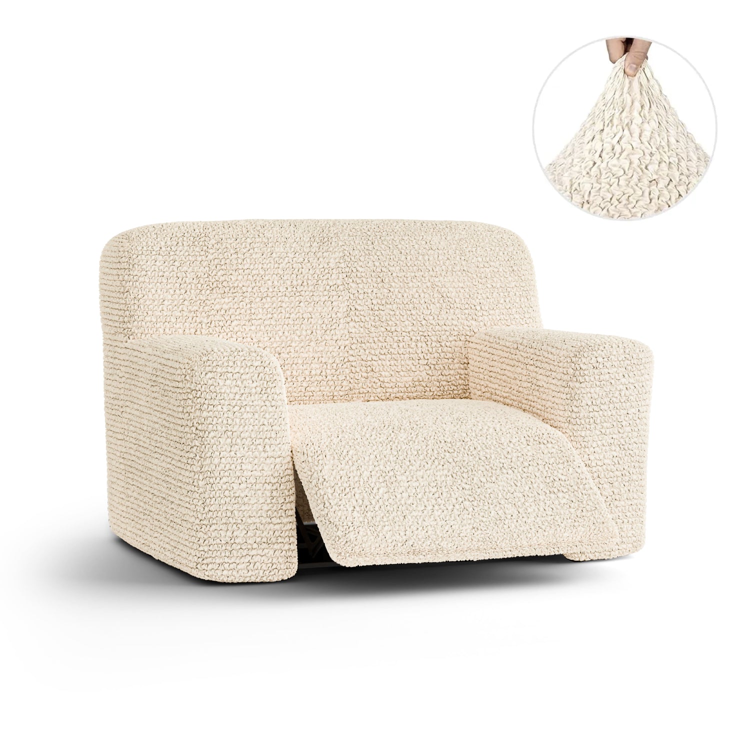 Cream Large Reclining Armchair Slipcover, Microfibra Collection