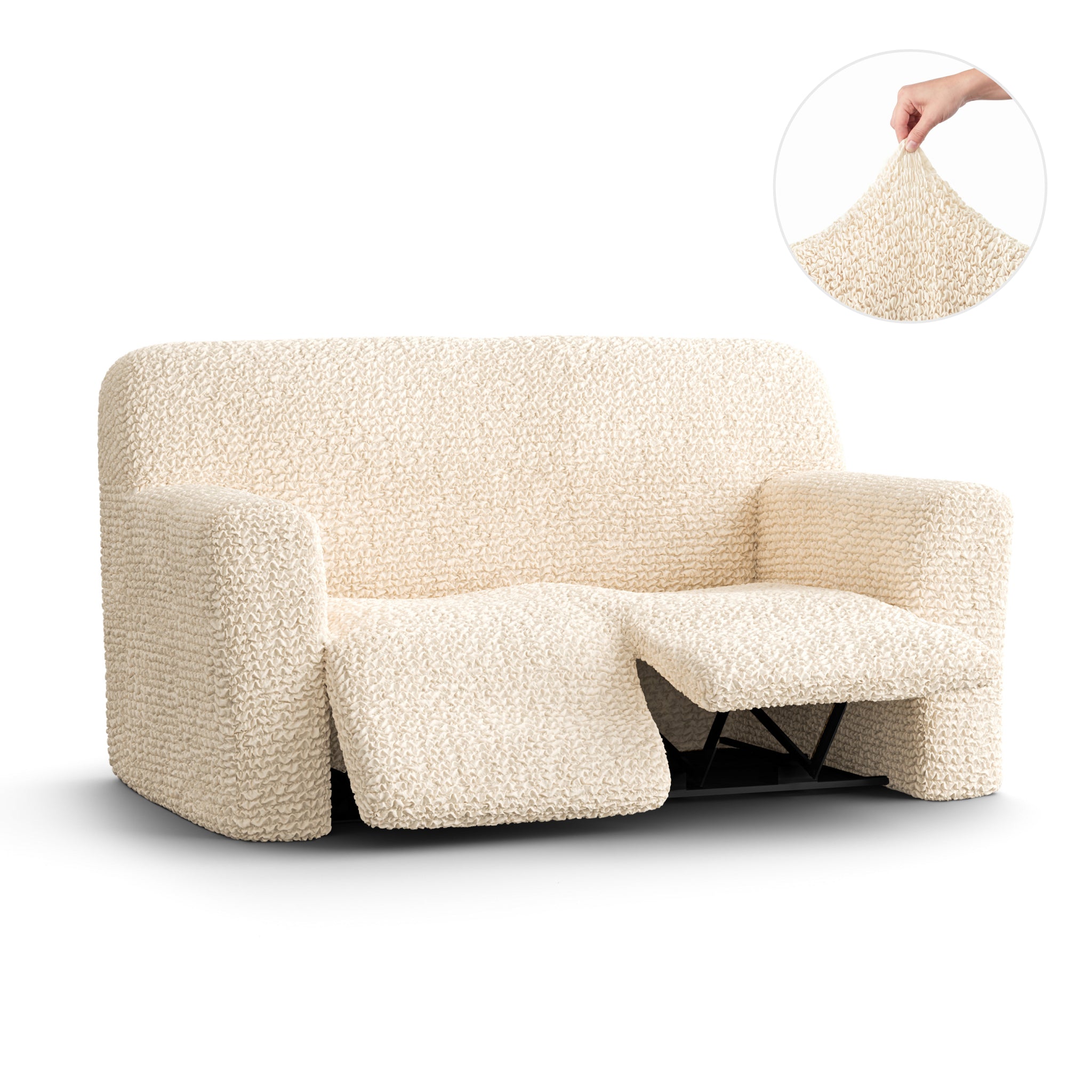 2 Seater Recliner Slipcover, Comfort Collection – Cream, product view | Cream