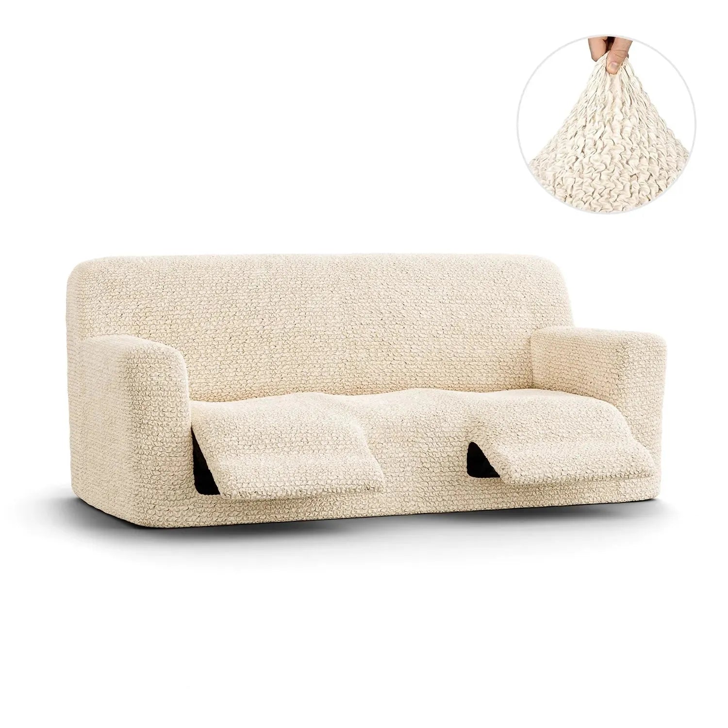 Cream 3 Seater Recliner Slipcover, Microfibra Collection