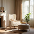 Cream Wingback Chair Slipcover, Microfibra Collection