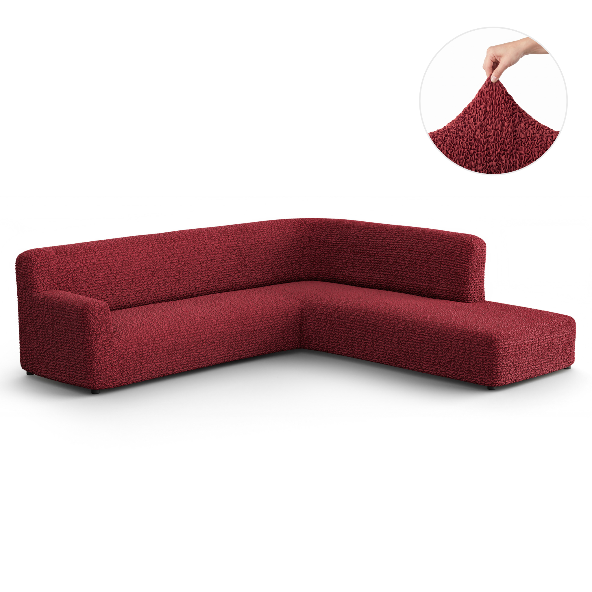 Fullback Support Sectional Sofa Slipcover (Right Chaise), Comfort Collection – Burgundy, front view | Burgundy