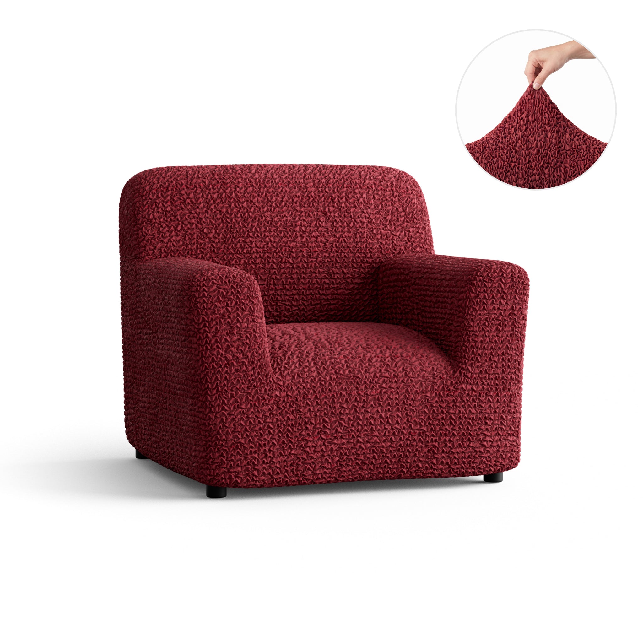 Armchair Slipcover, Comfort Collection – Burgundy, front view | Burgundy