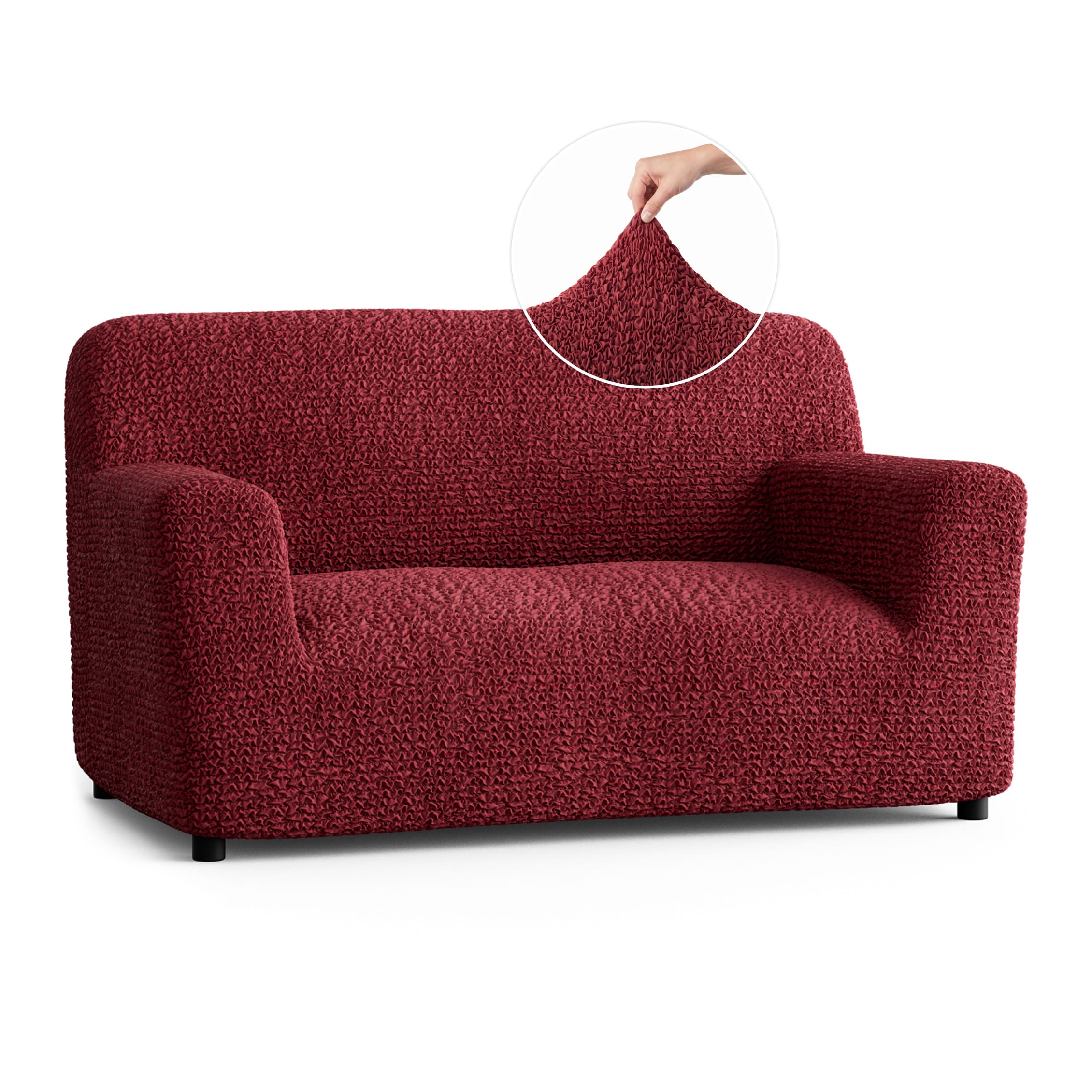 Loveseat 2 Seater Slipcover, Comfort Collection – Burgundy, front view | Burgundy
