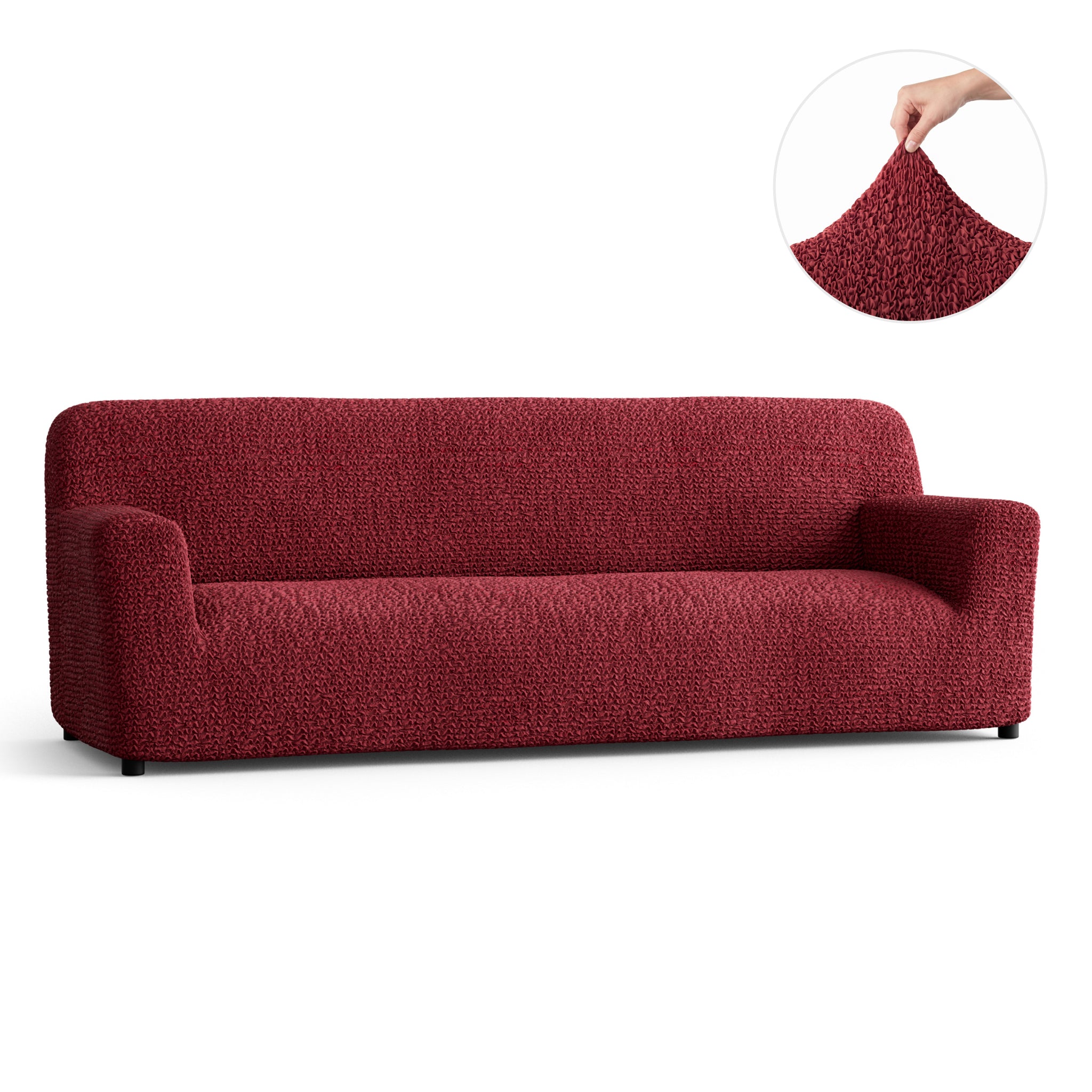 Sofa 4 Seater Slipcover, Comfort Collection – Burgundy, front view | Burgundy