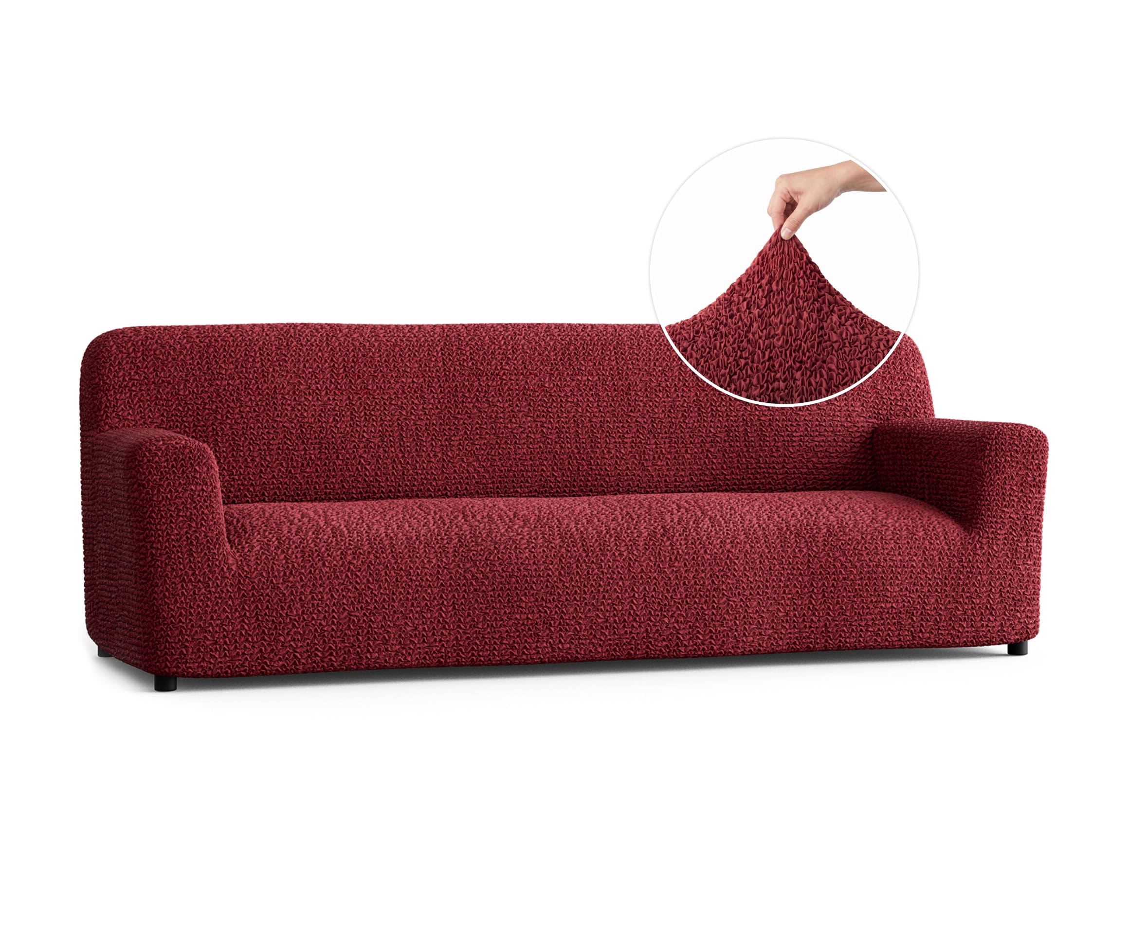 Sofa 4 Seater Slipcover, Comfort Collection – Burgundy, front view | Burgundy