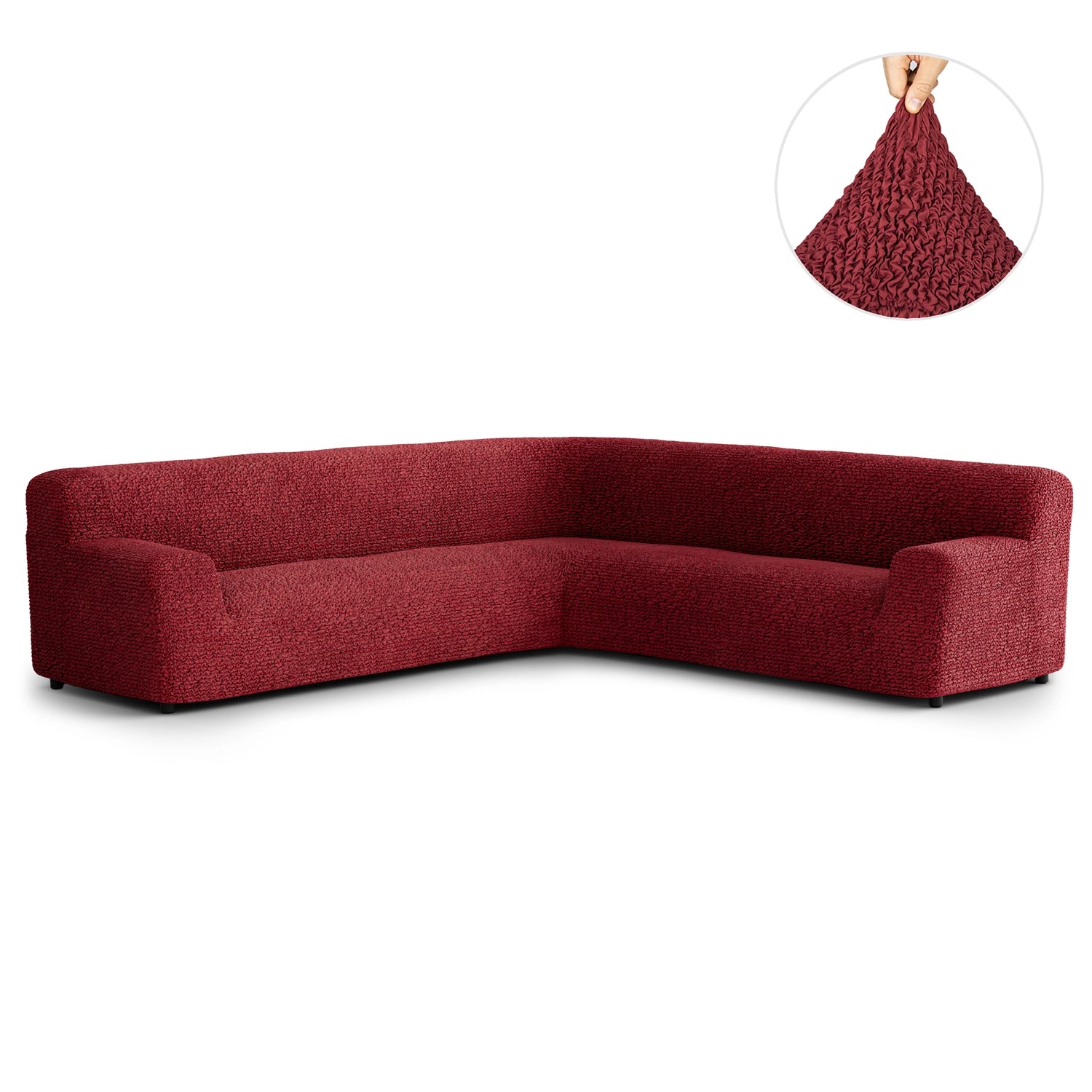 Burgundy Large Corner Sofa Slipcover, Microfibra Collection
