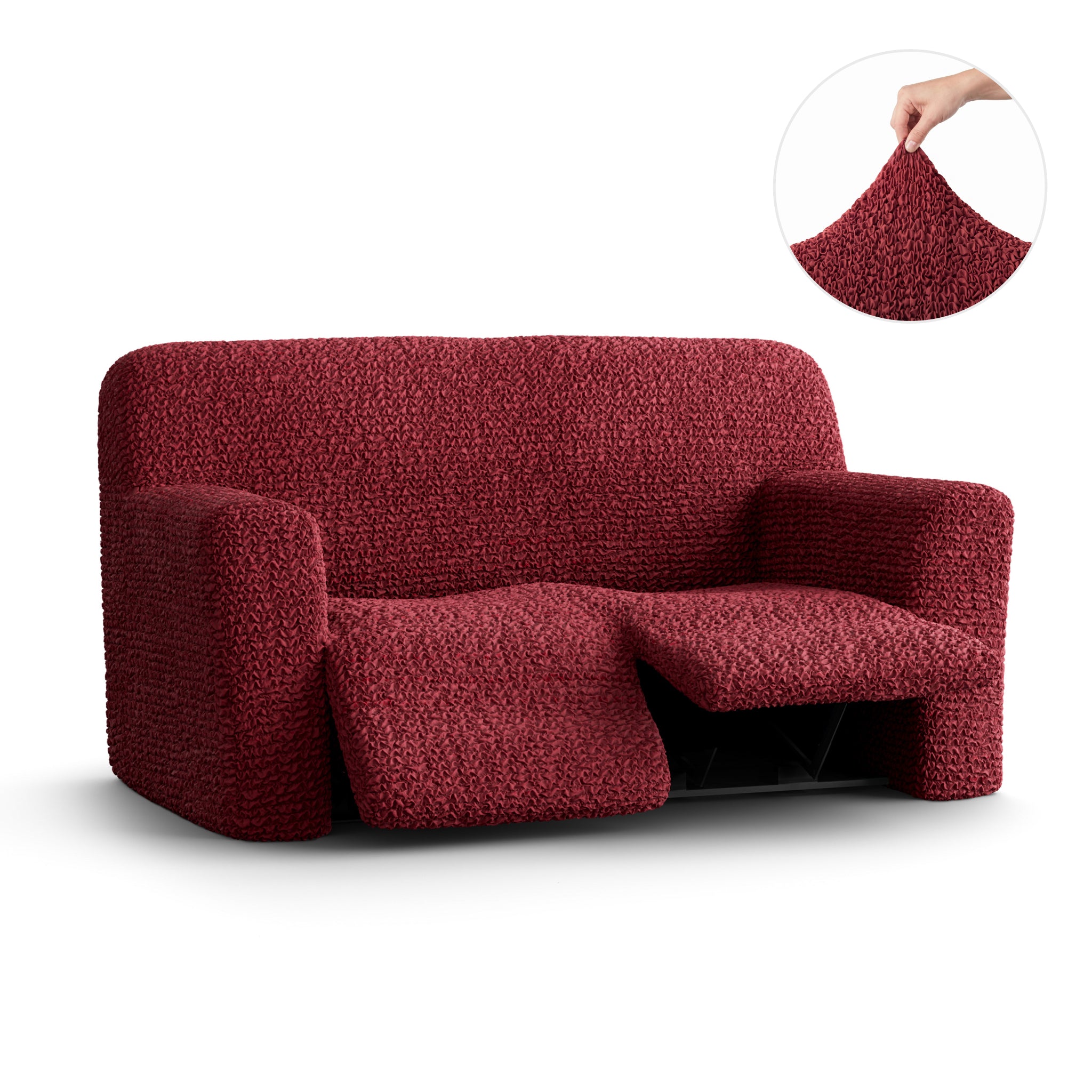 2 Seater Recliner Slipcover, Comfort Collection – Burgundy, product view | Burgundy